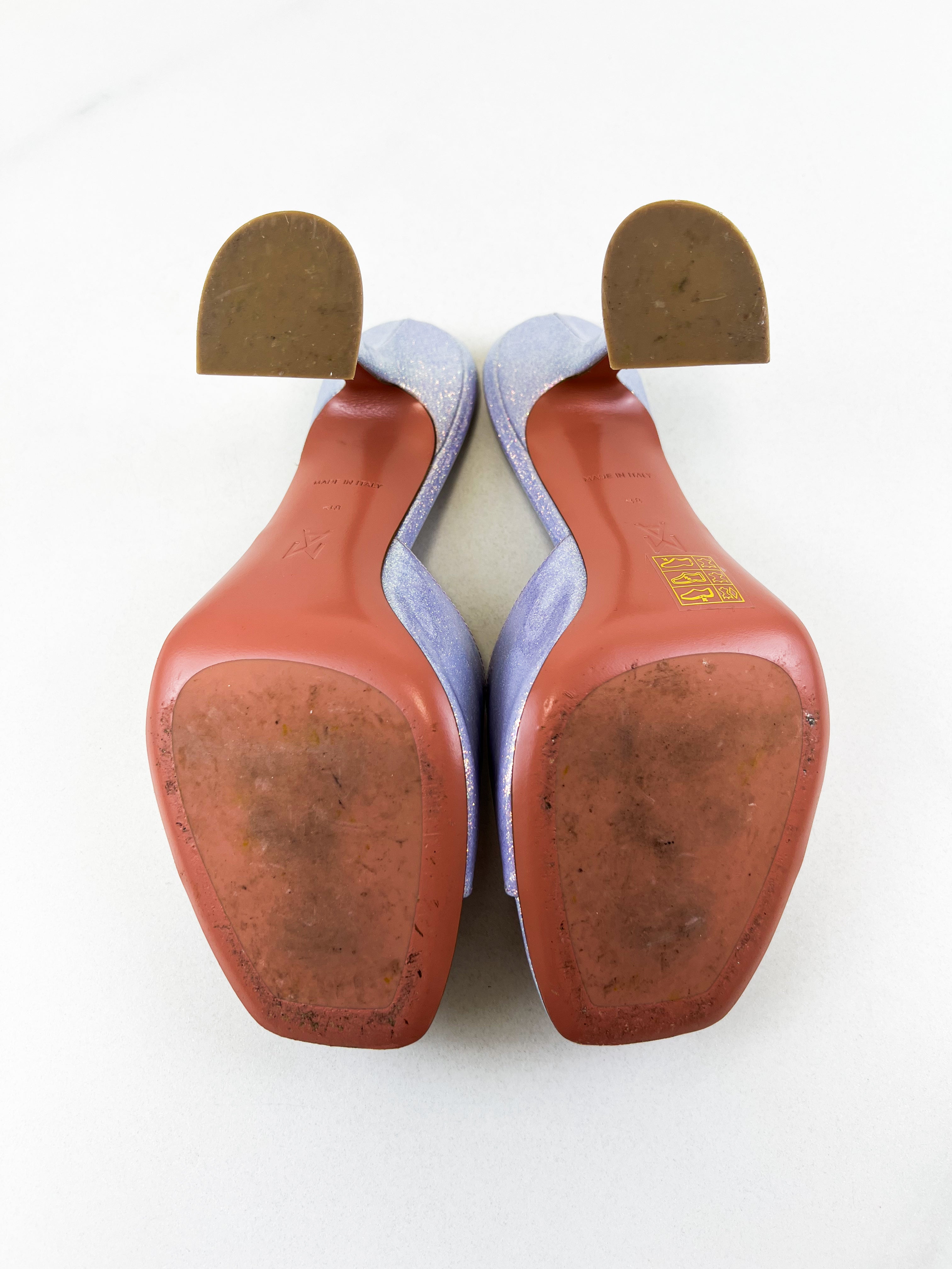 Amina Muaddi Lupita Lilac Sparkly 95mm Size 37