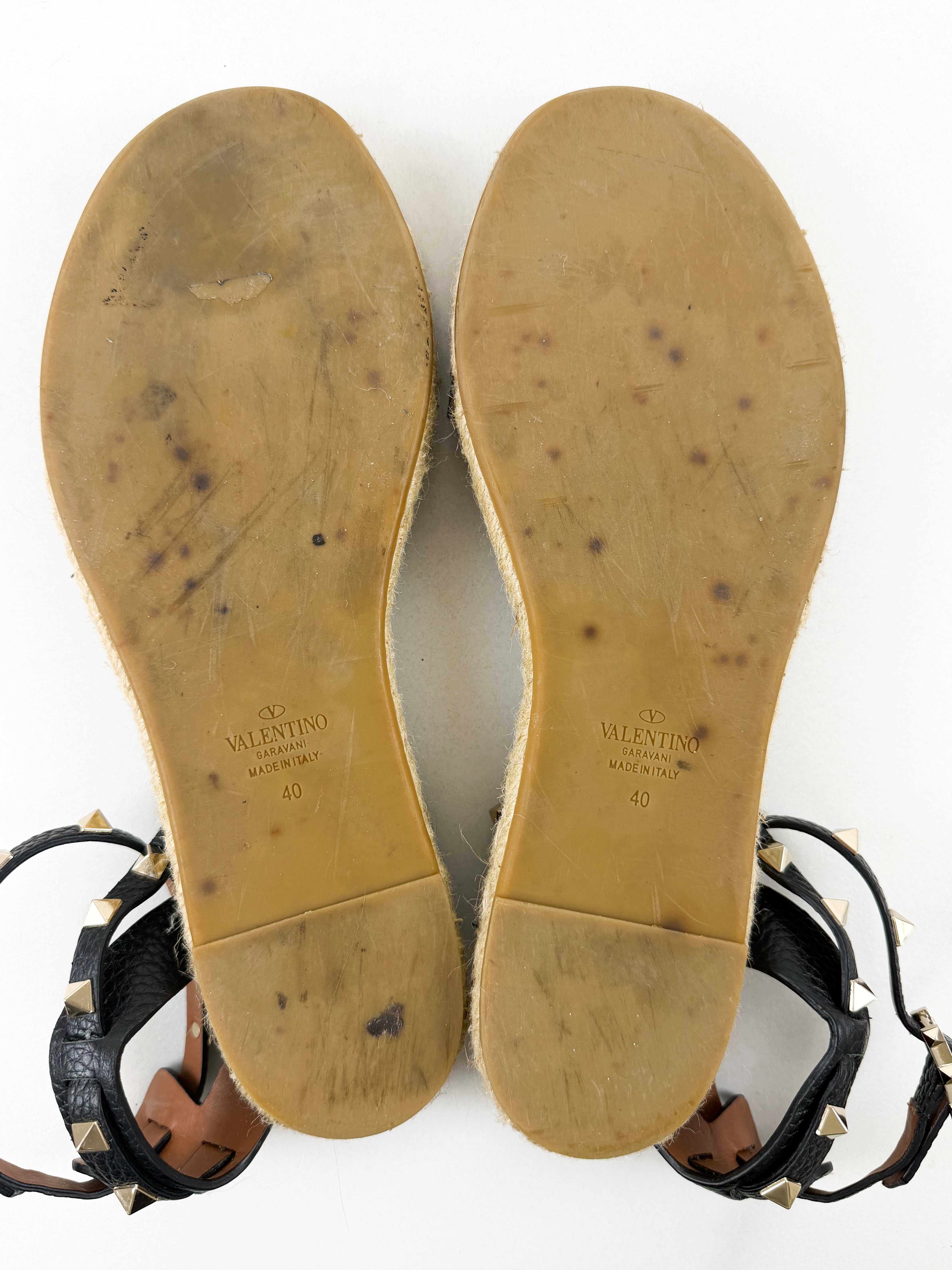 Valentino Garavani Rockstud Ankle Strap Espadrille Size 40