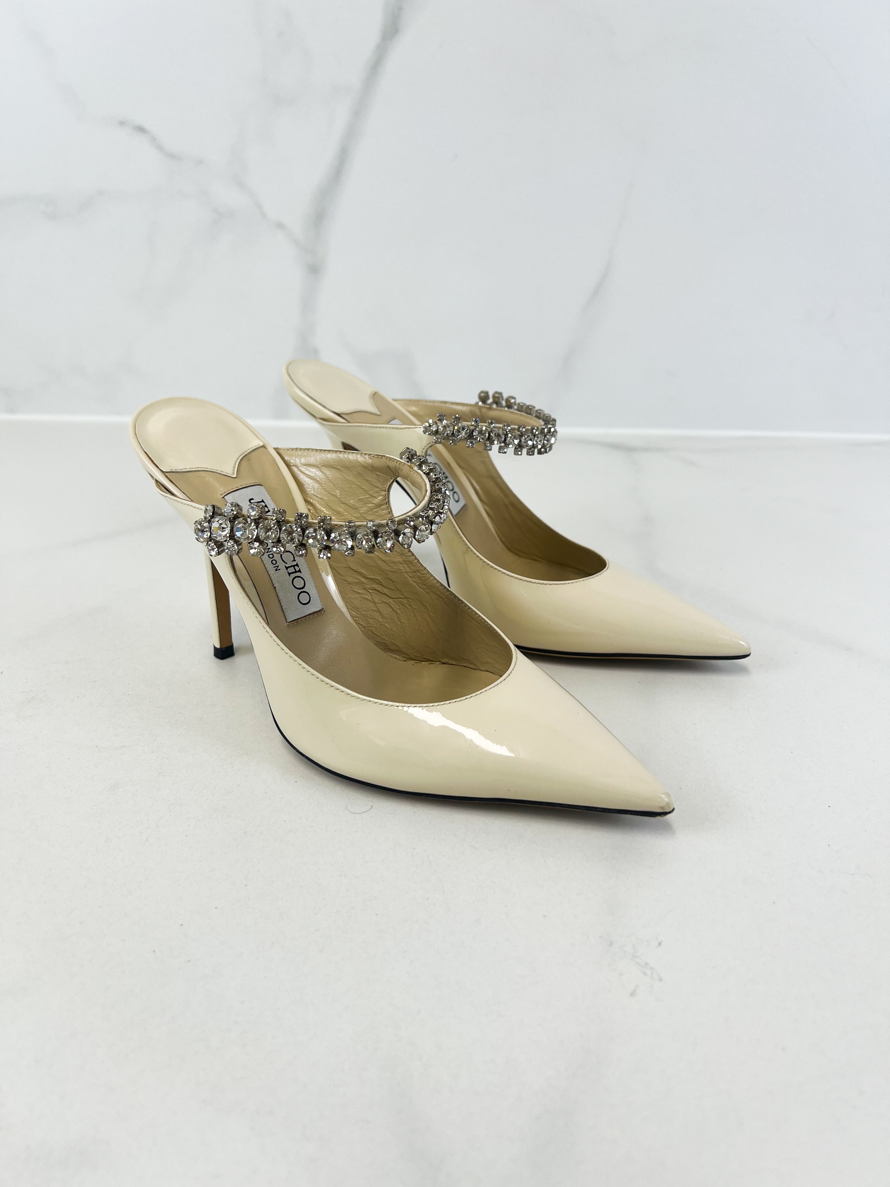 Jimmy Choo Bing 100 Patent Mule in Linen Size 37.5