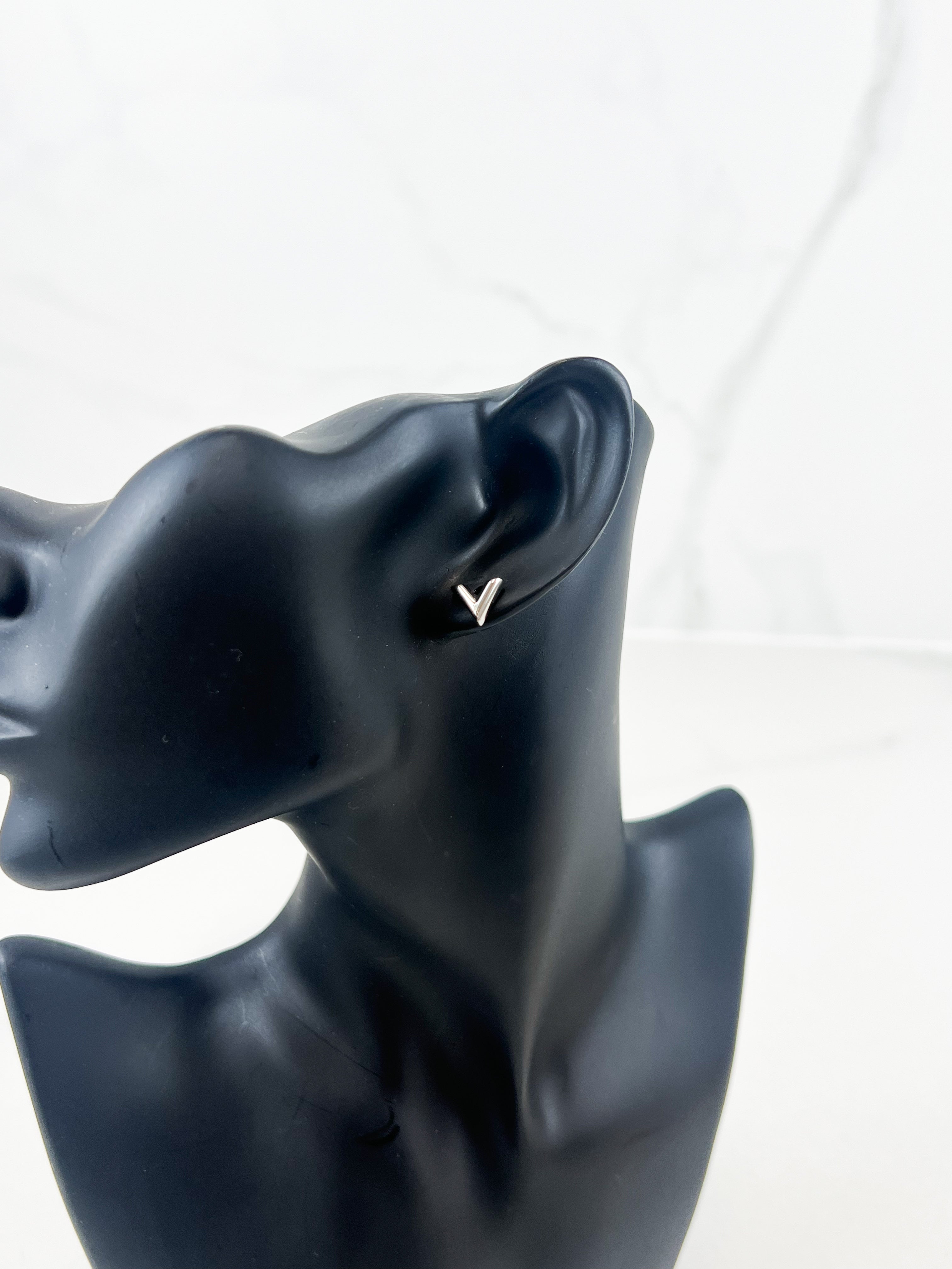 Louis Vuitton Silver Essential V Stud Earrings
