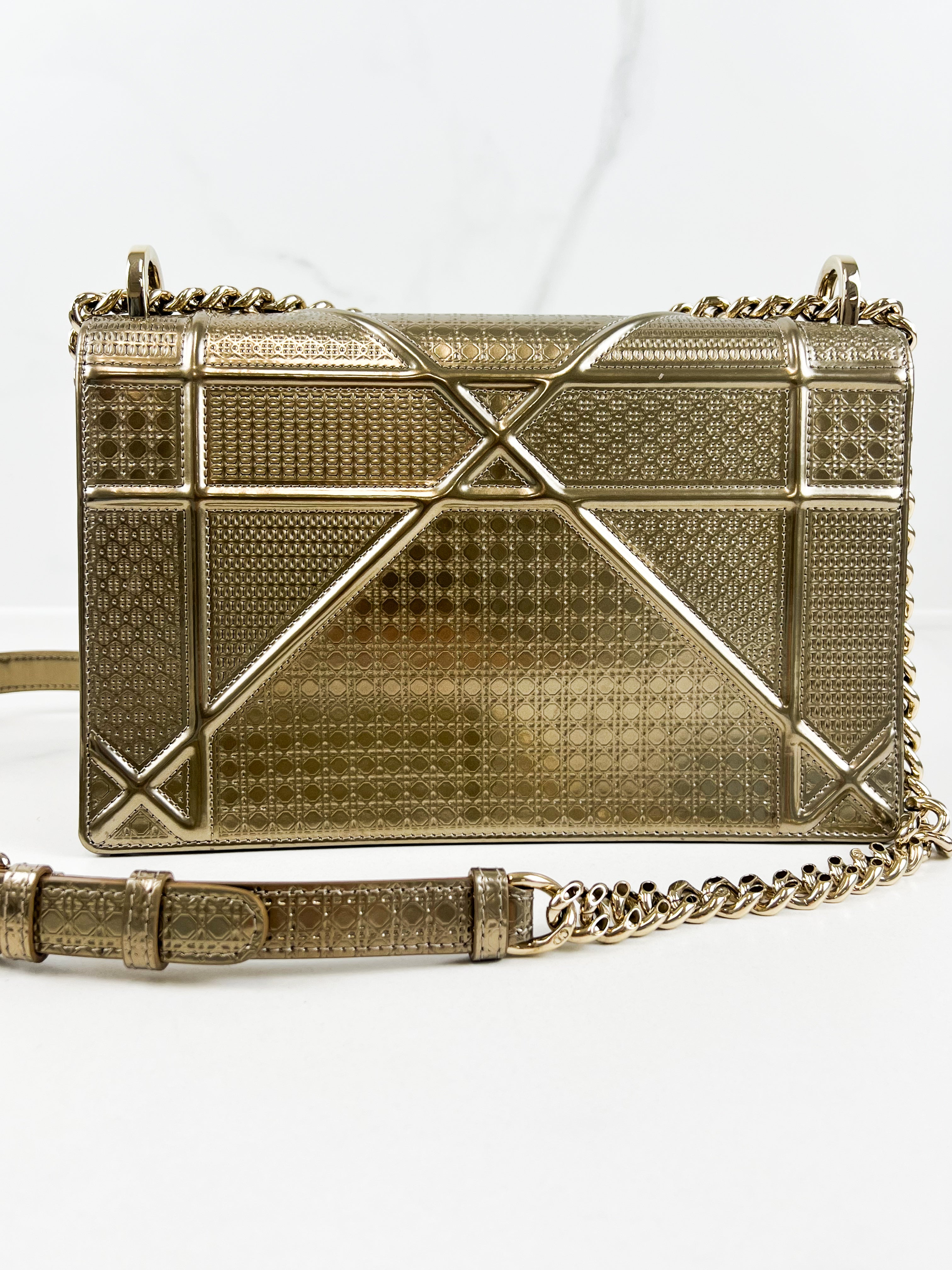 Christian Dior Medium Gold Diorama Shoulder Bag