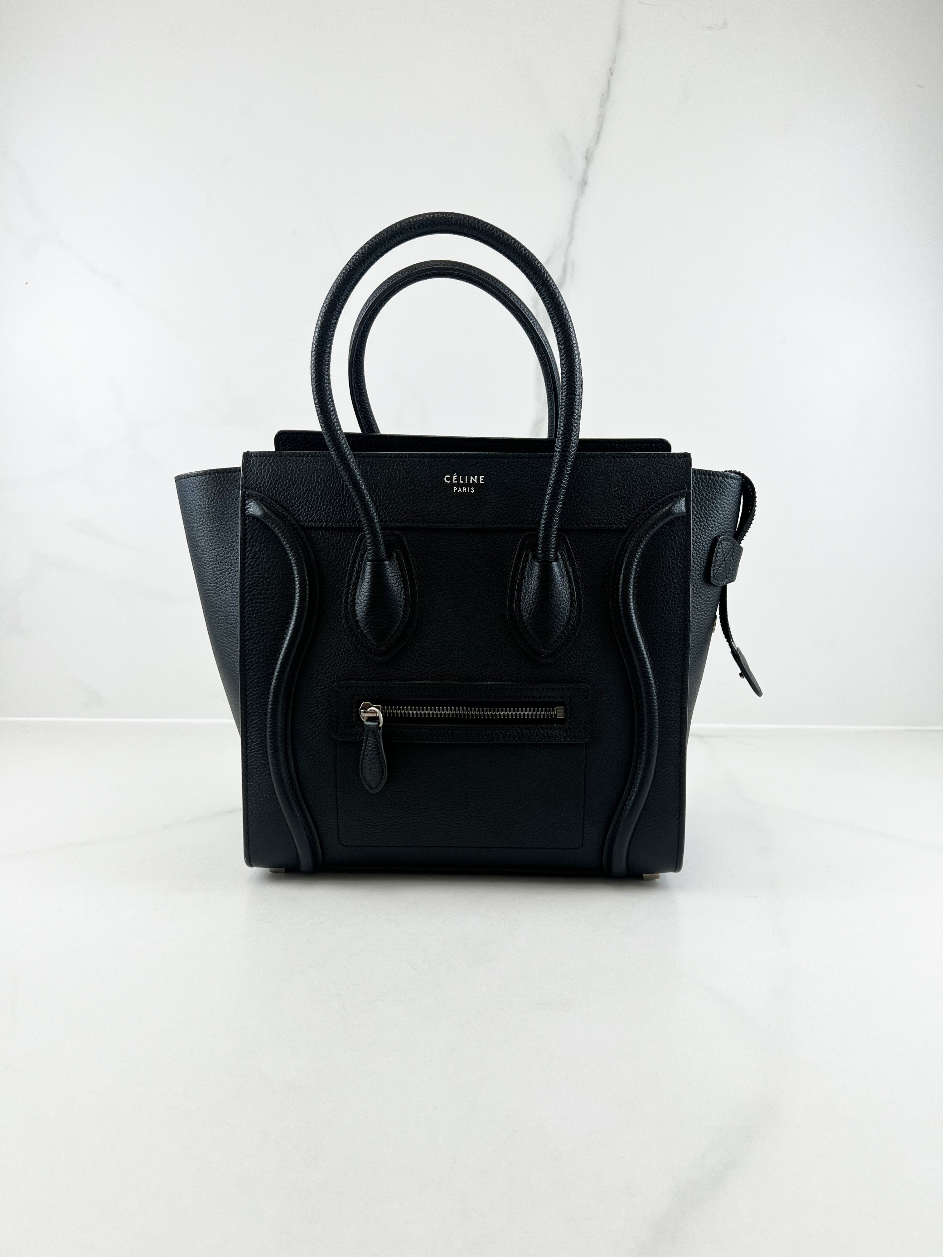 Celine Micro Luggage Drummed Calfskin Tote