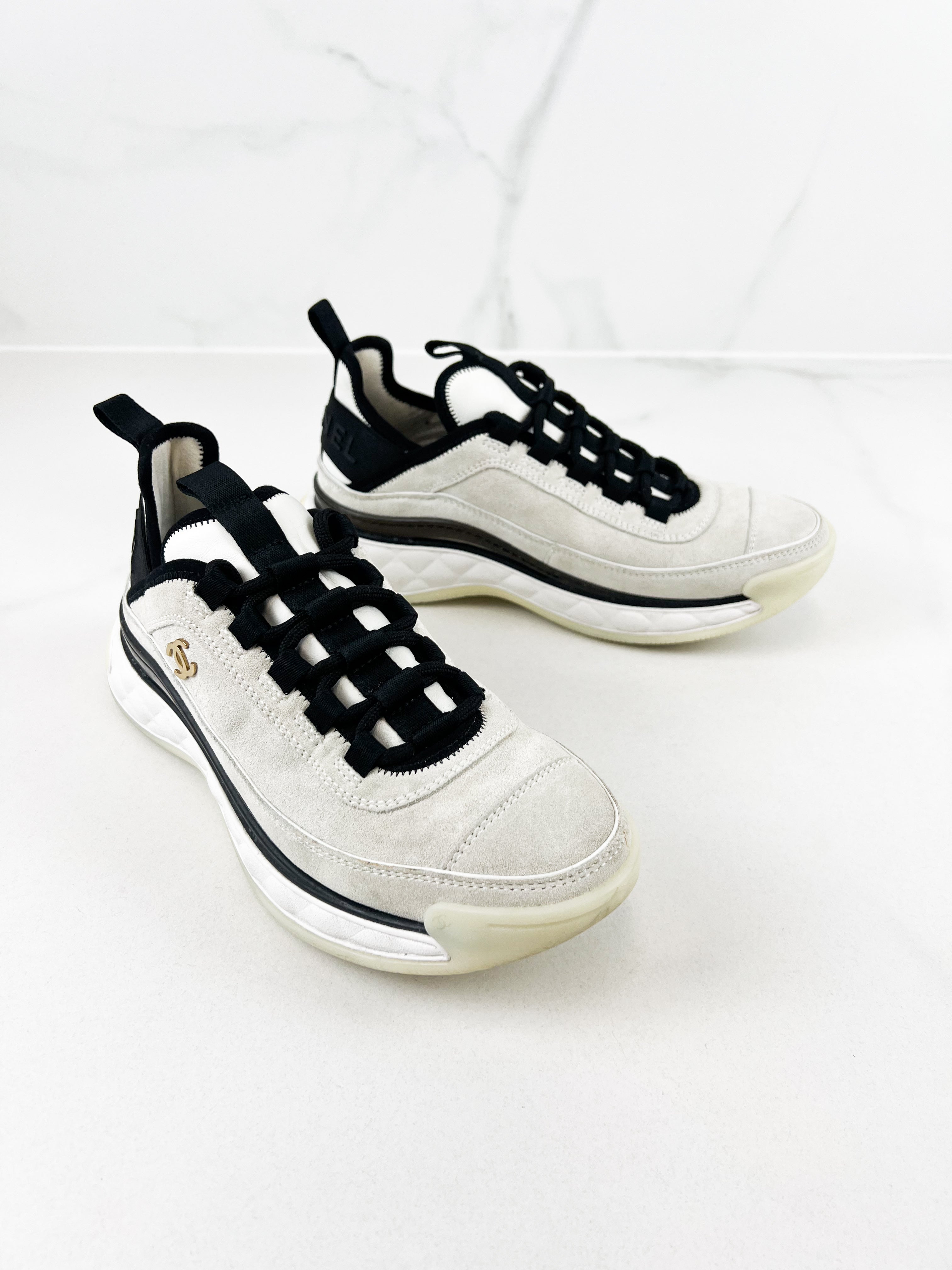 Chanel CC White & Black Sneaker Size 36.5