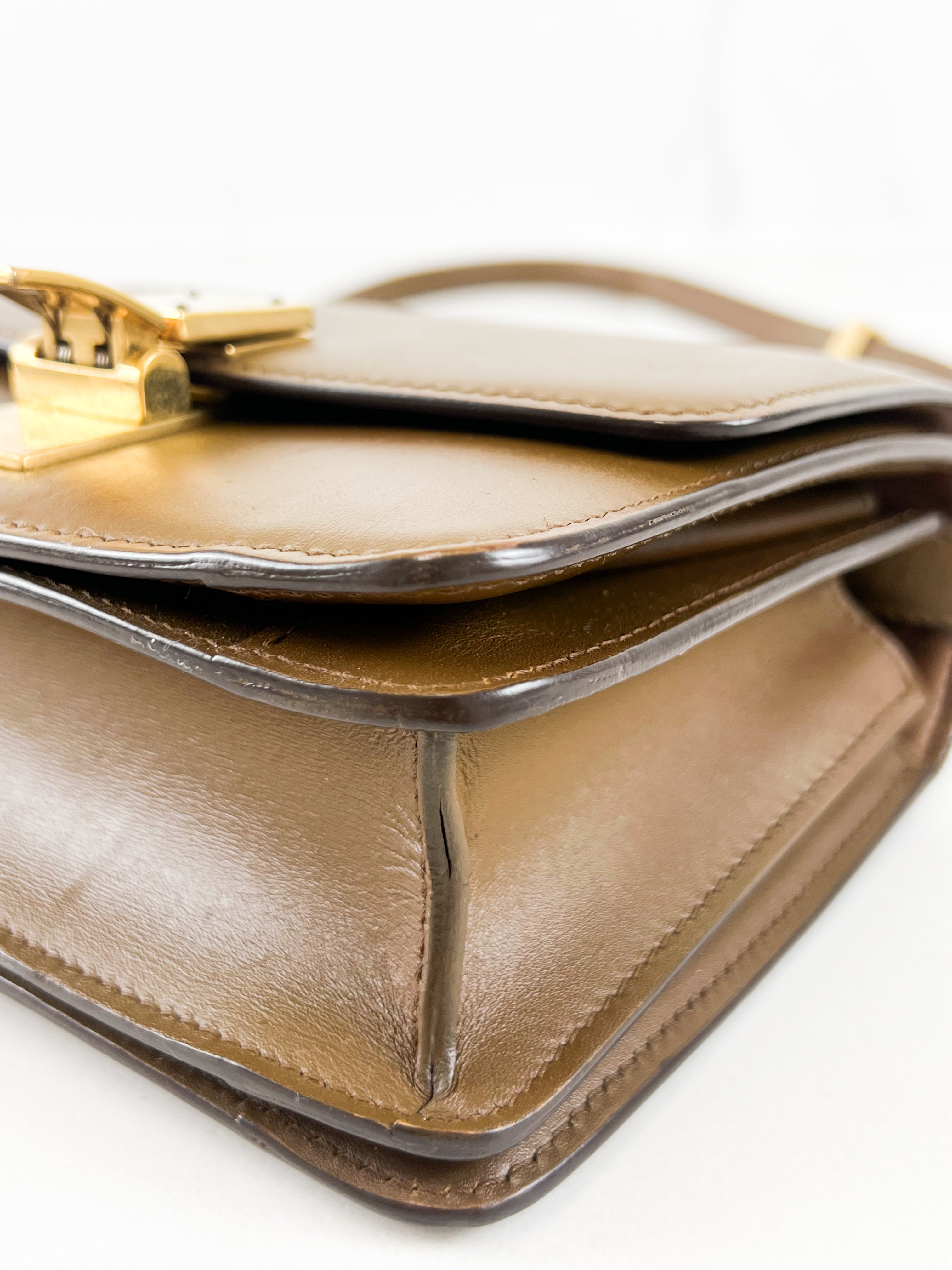 Celine Small Classic Box Flap Bag in Brown Leather