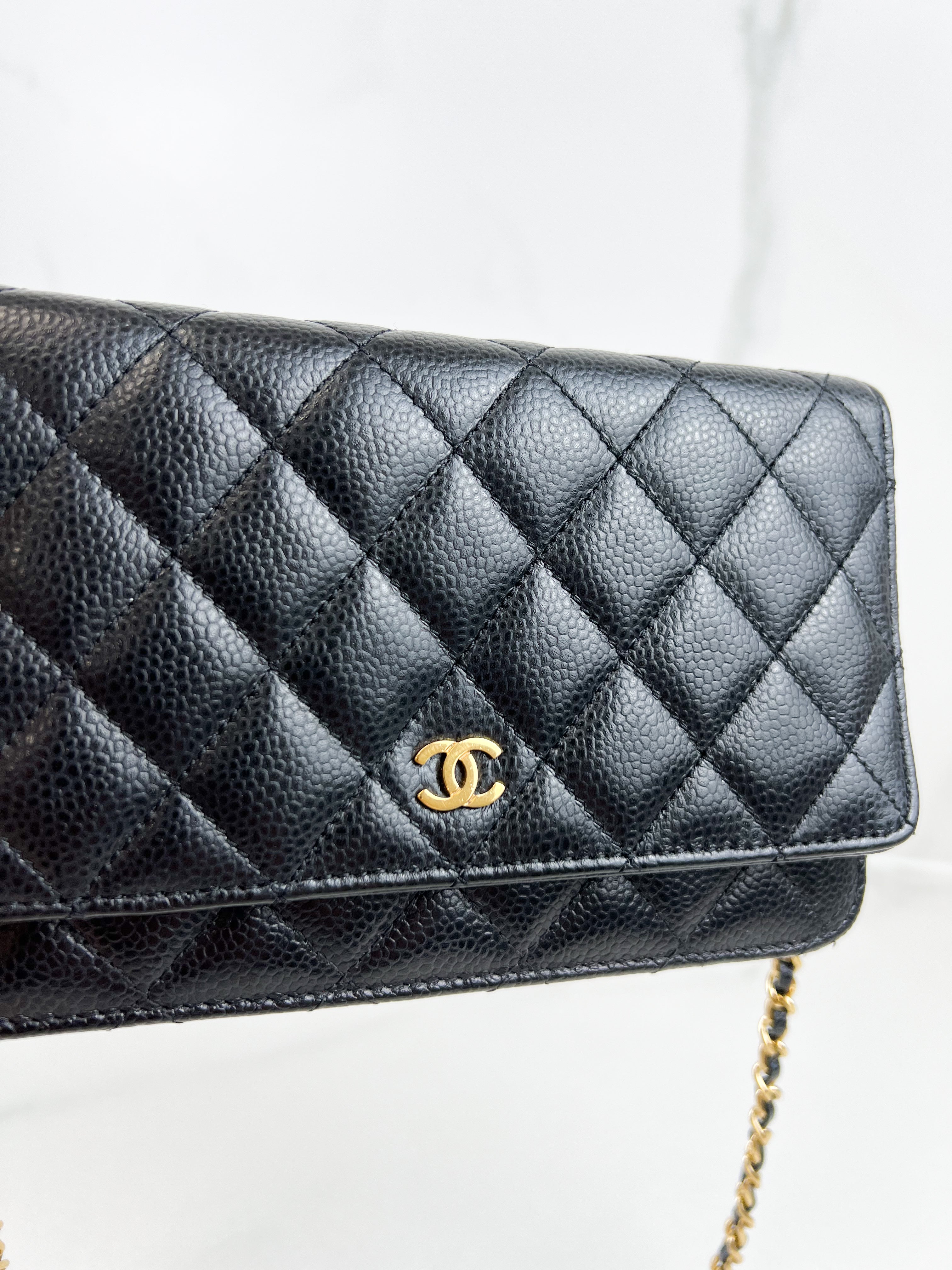 Chanel Black Classic Caviar CC WOC with GHW
