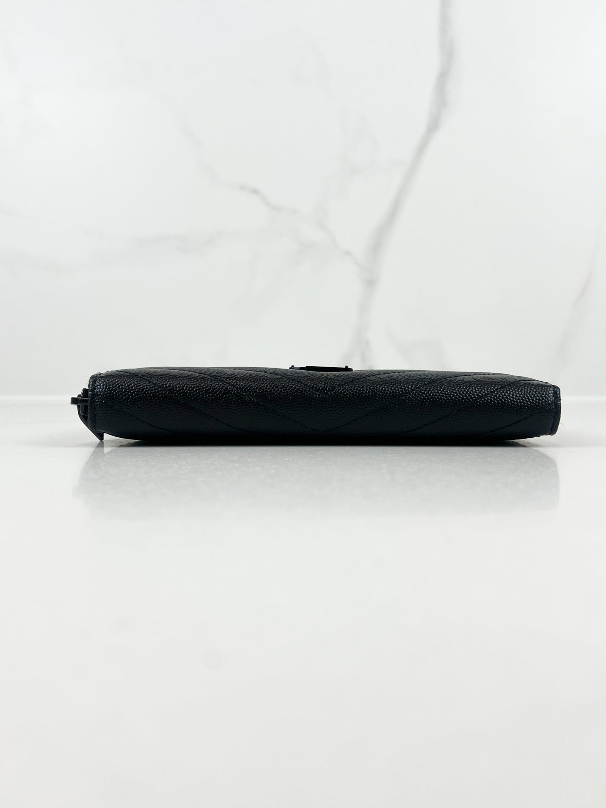 Saint Laurent Monogram Zip Around Wallet in GHW