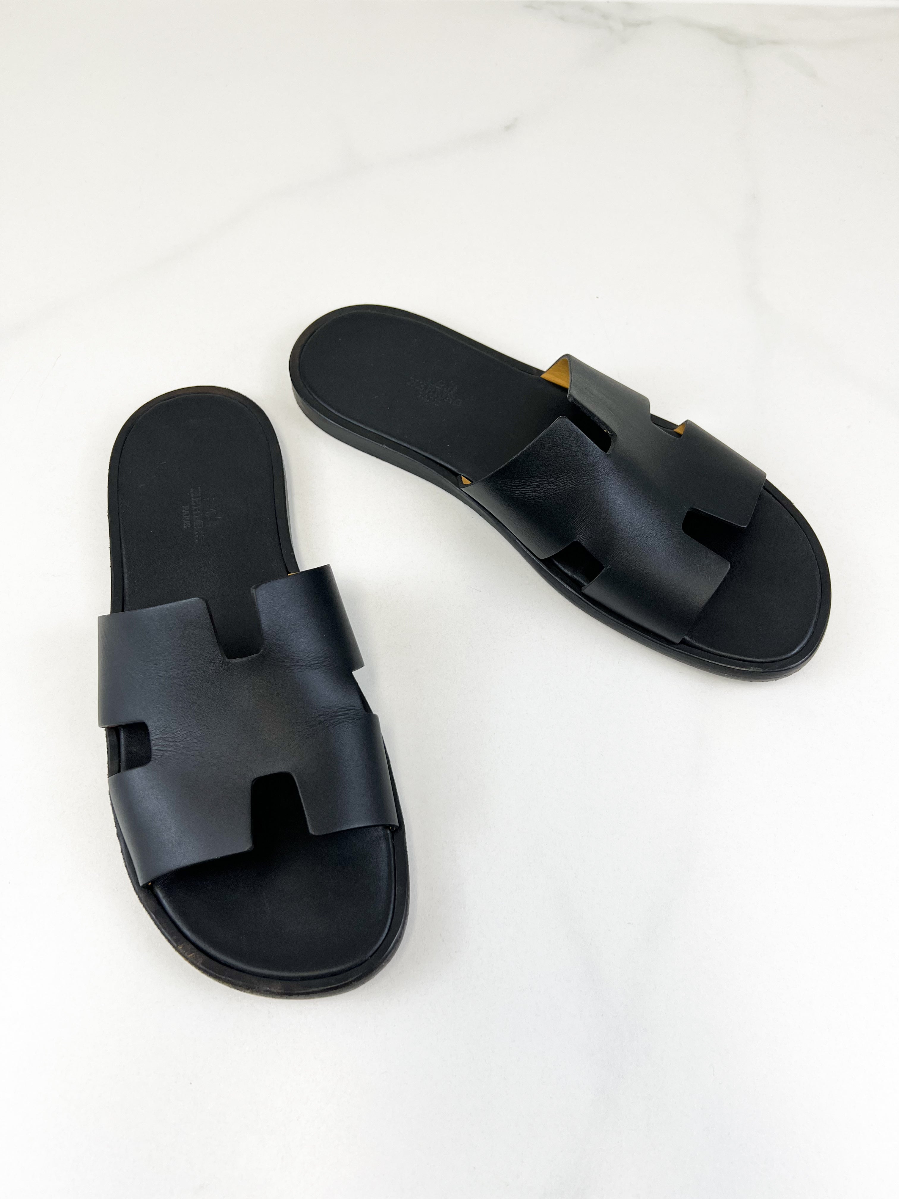 Hermes Black Izmir Sandal Size 42.5