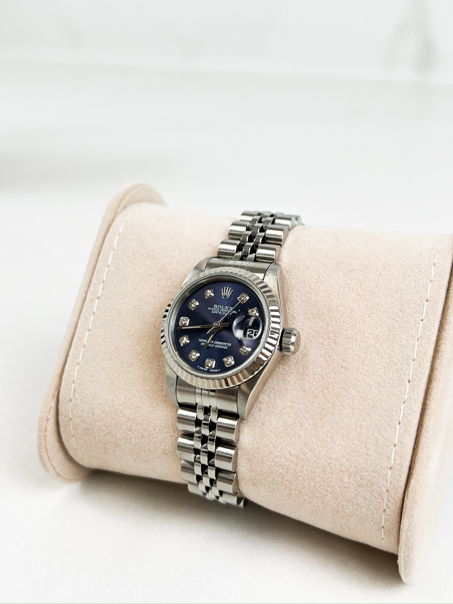 Rolex Oyster Perpetual Lady-Datejust Stainless Steel 26mm Jubilee Bracelet with Blue Diamond Dial