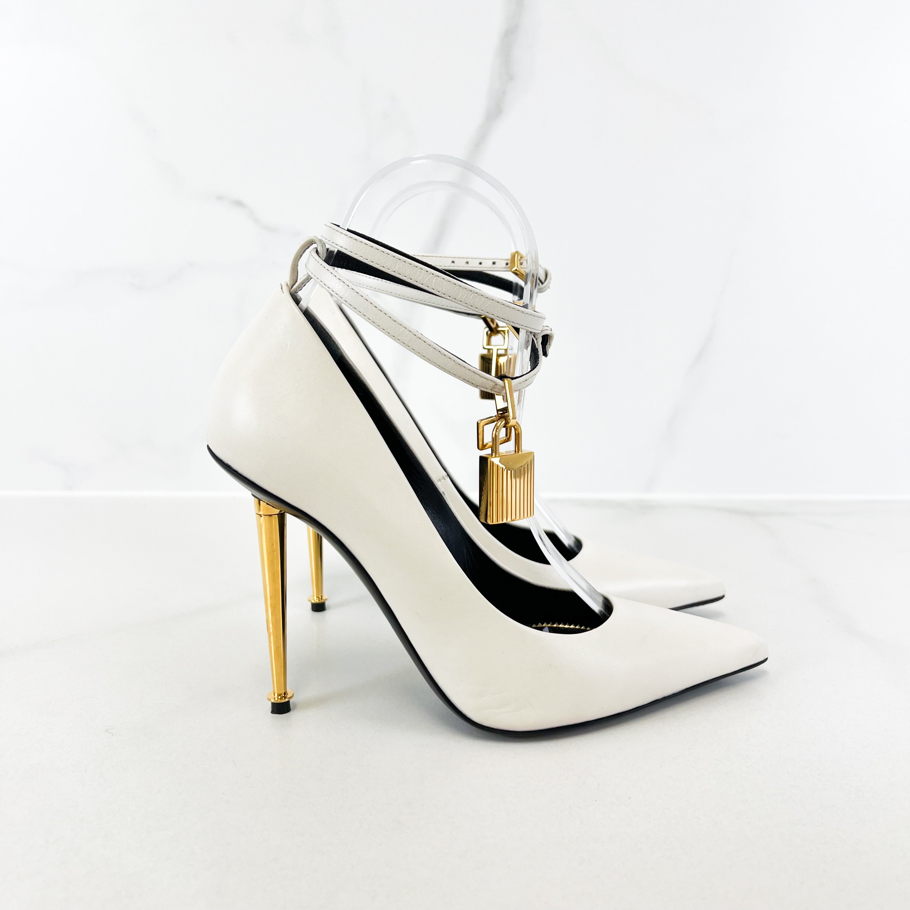 Tom Ford White Ankle Padlock Pump Size 35