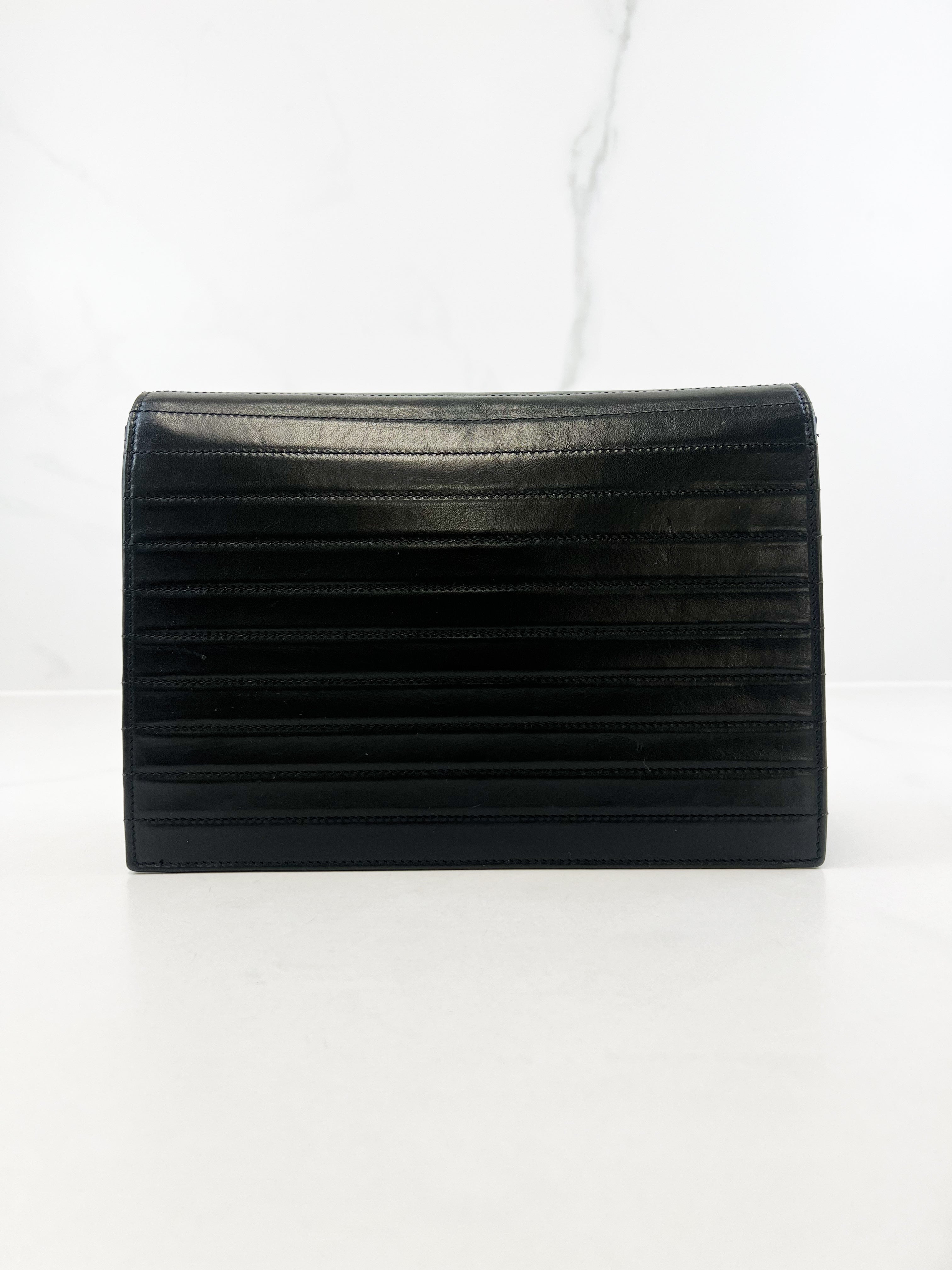 Saint Laurent Black Quilted Leather Victoire Chain Bag