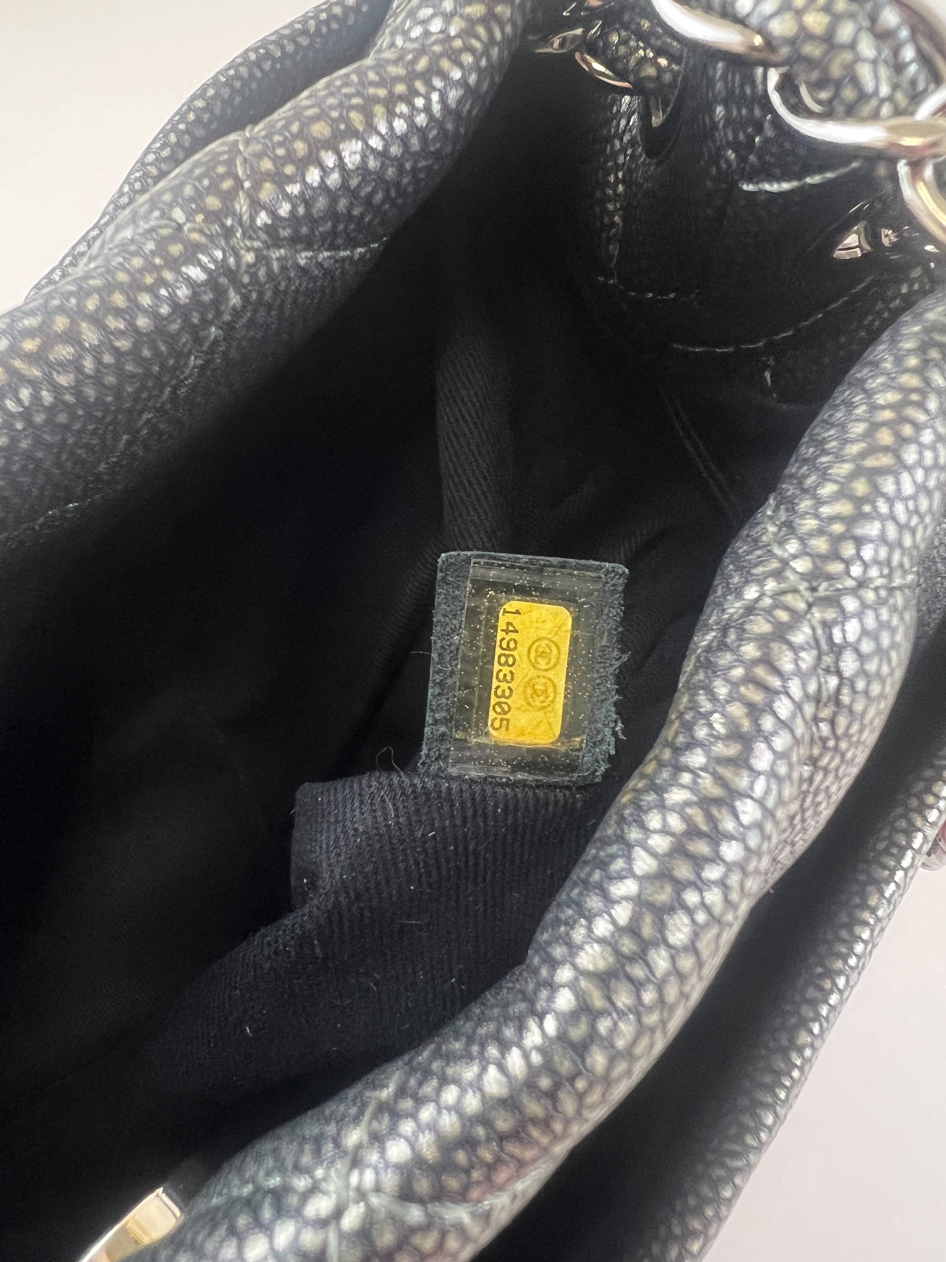 Chanel Gunmetal Grey Caviar CC Shoulder Bag