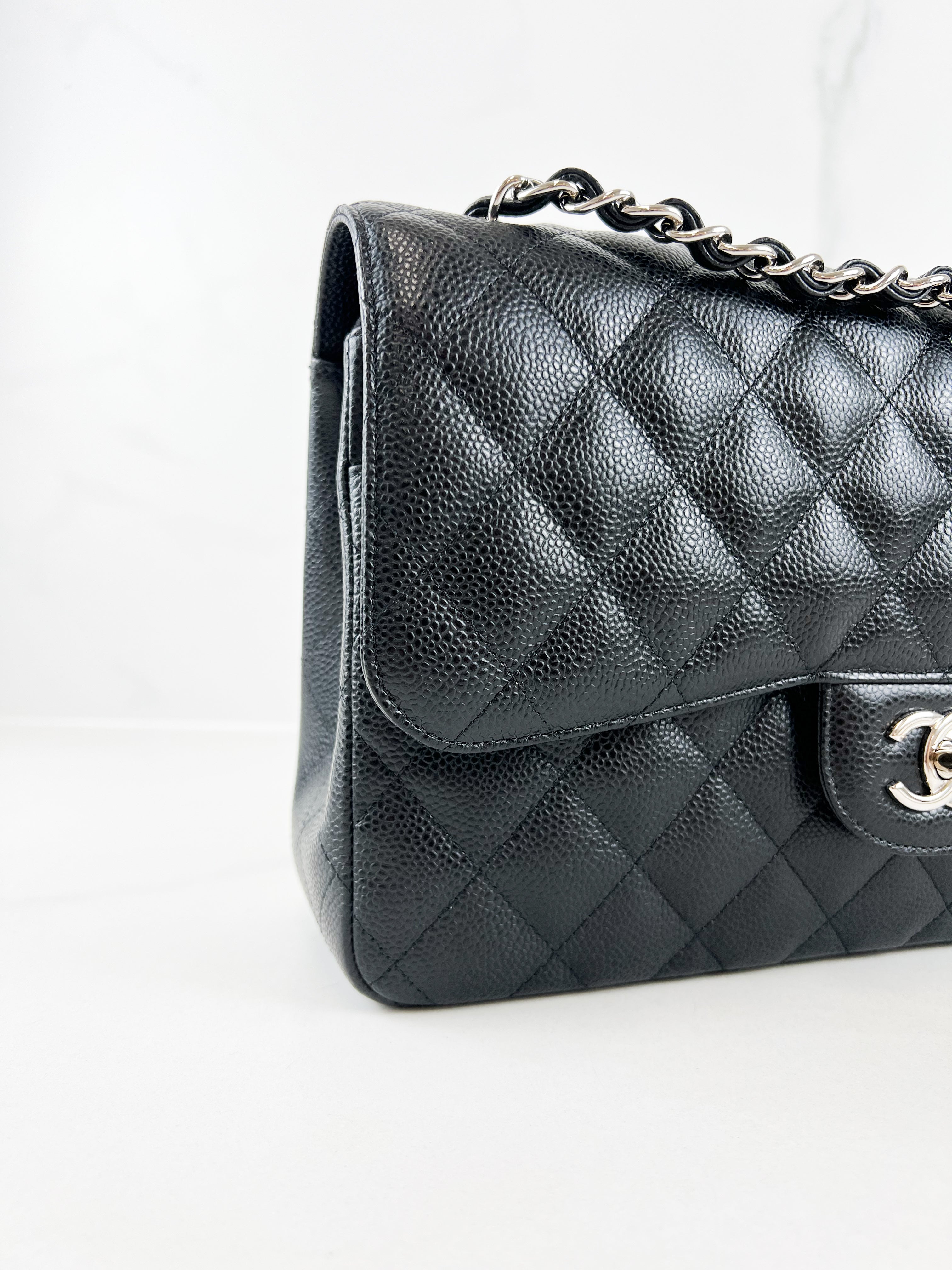 Chanel Jumbo Black Classic Double Flap Caviar Shoulder Bag