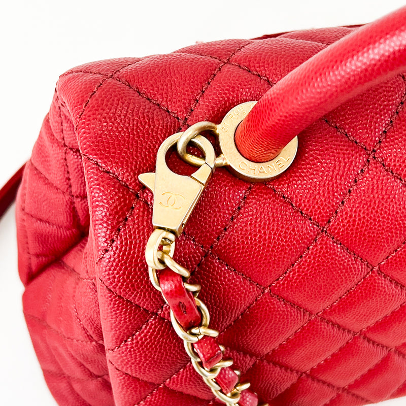 Chanel Medium Top Handle Coco in Red Caviar with Gold Hardware