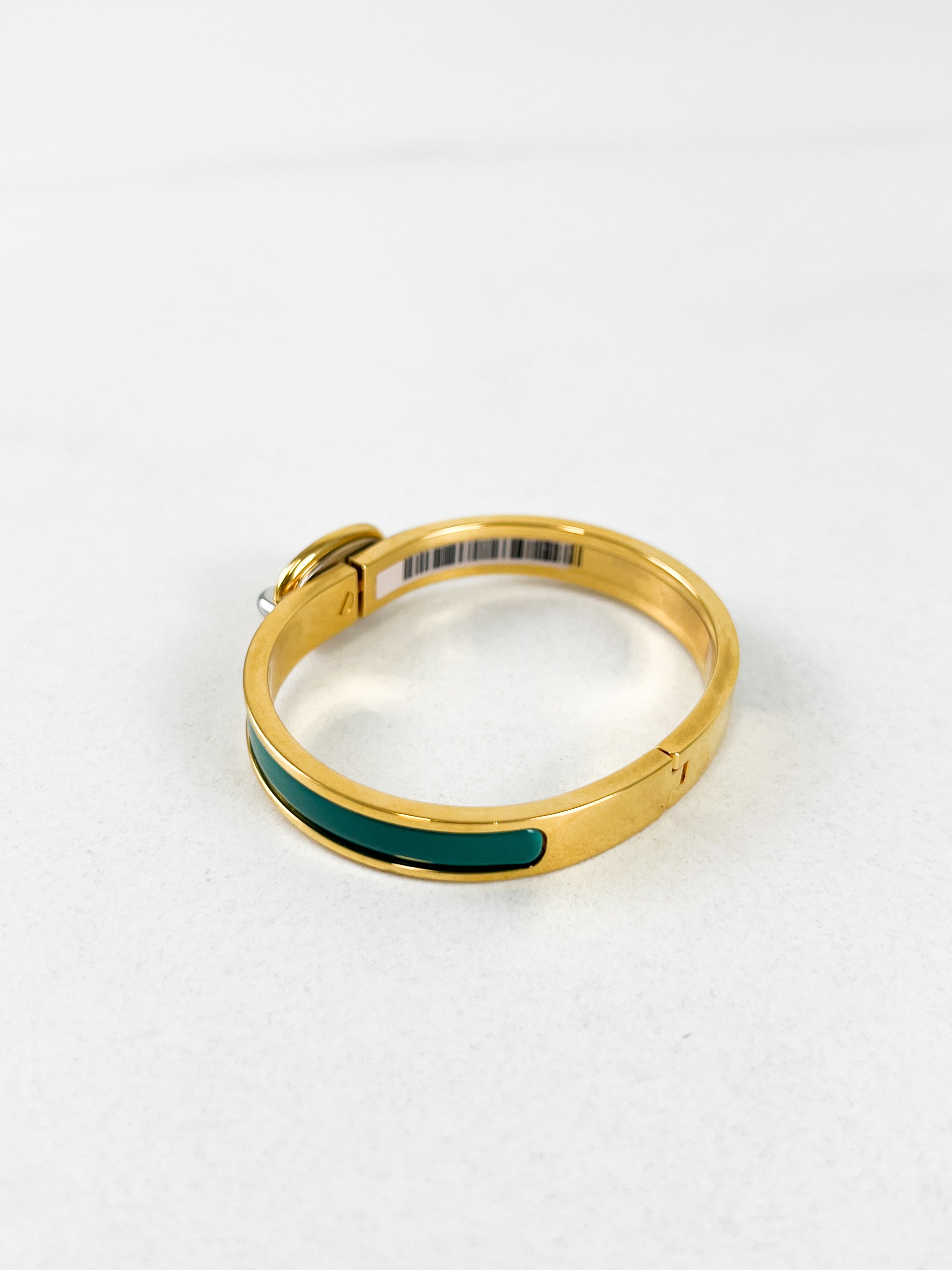 Hermès Mini Clic Chaîne d'Ancre Enamel Bracelet in Gold / Vert Bleuet