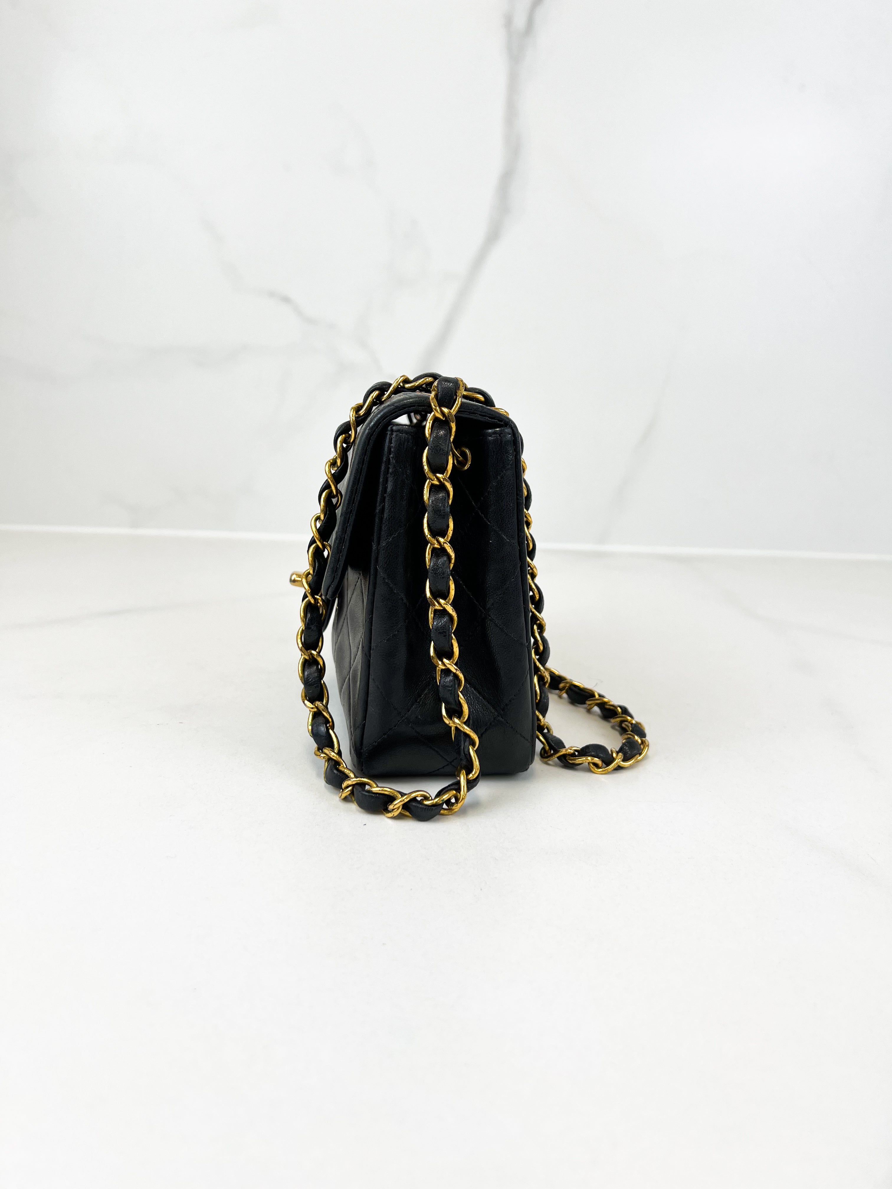 Chanel CC Mini Vintage Lambskin Black Classic Double Flap Shoulder Bag