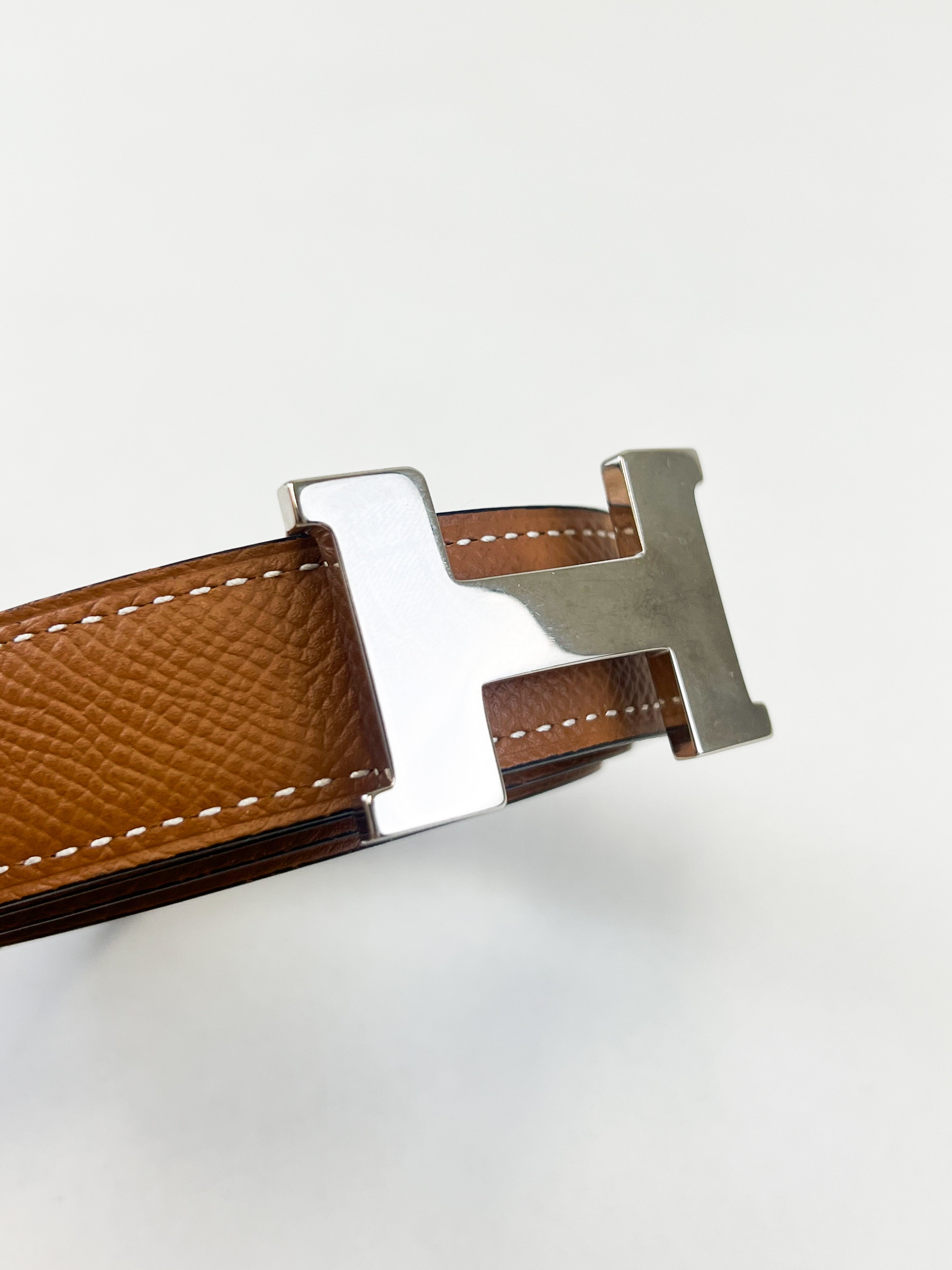 Hermes H Belt Buckle & Reversible Leather Strap Size 85