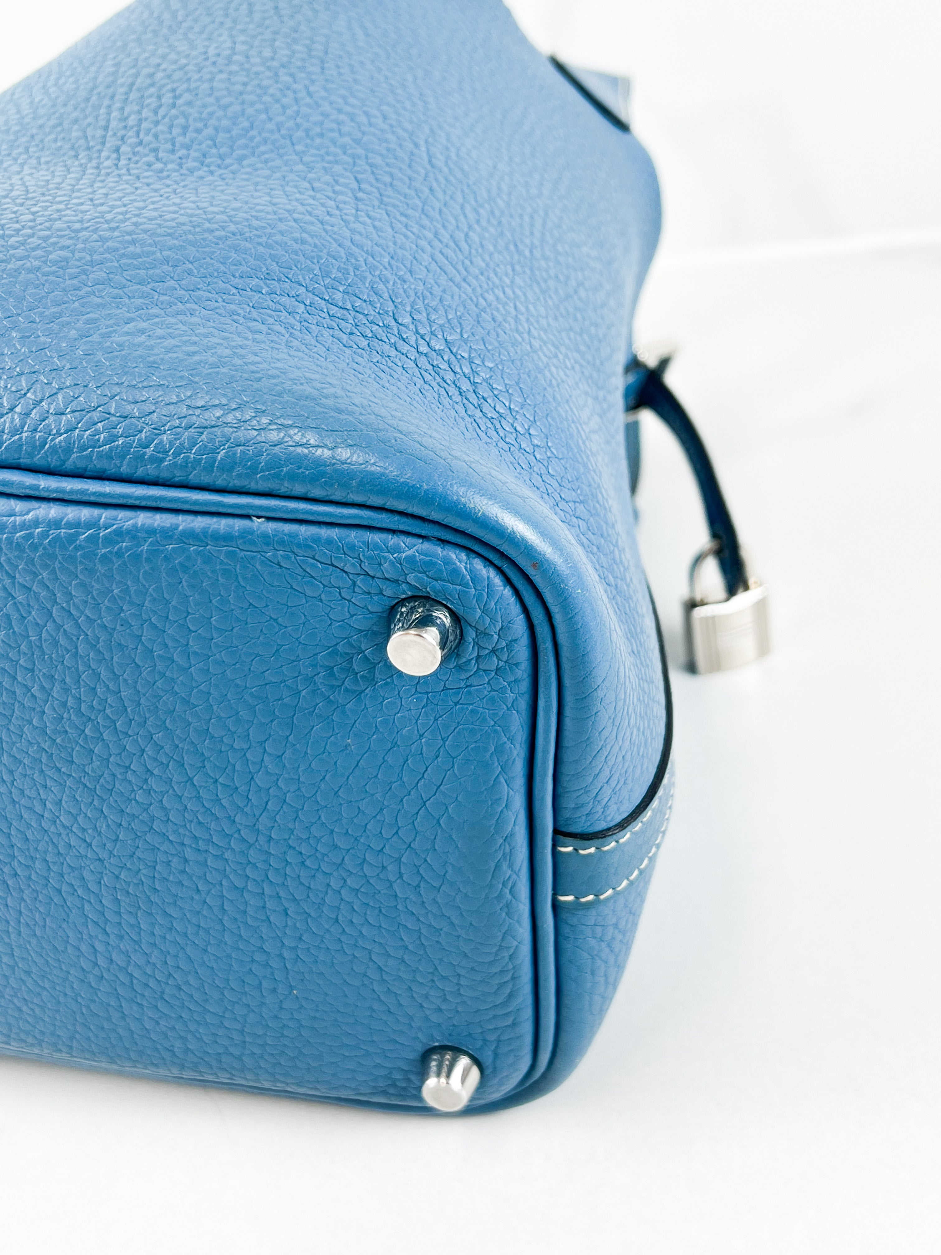 Hermes Picotin 18 in Bleu Jean Clemence Leather