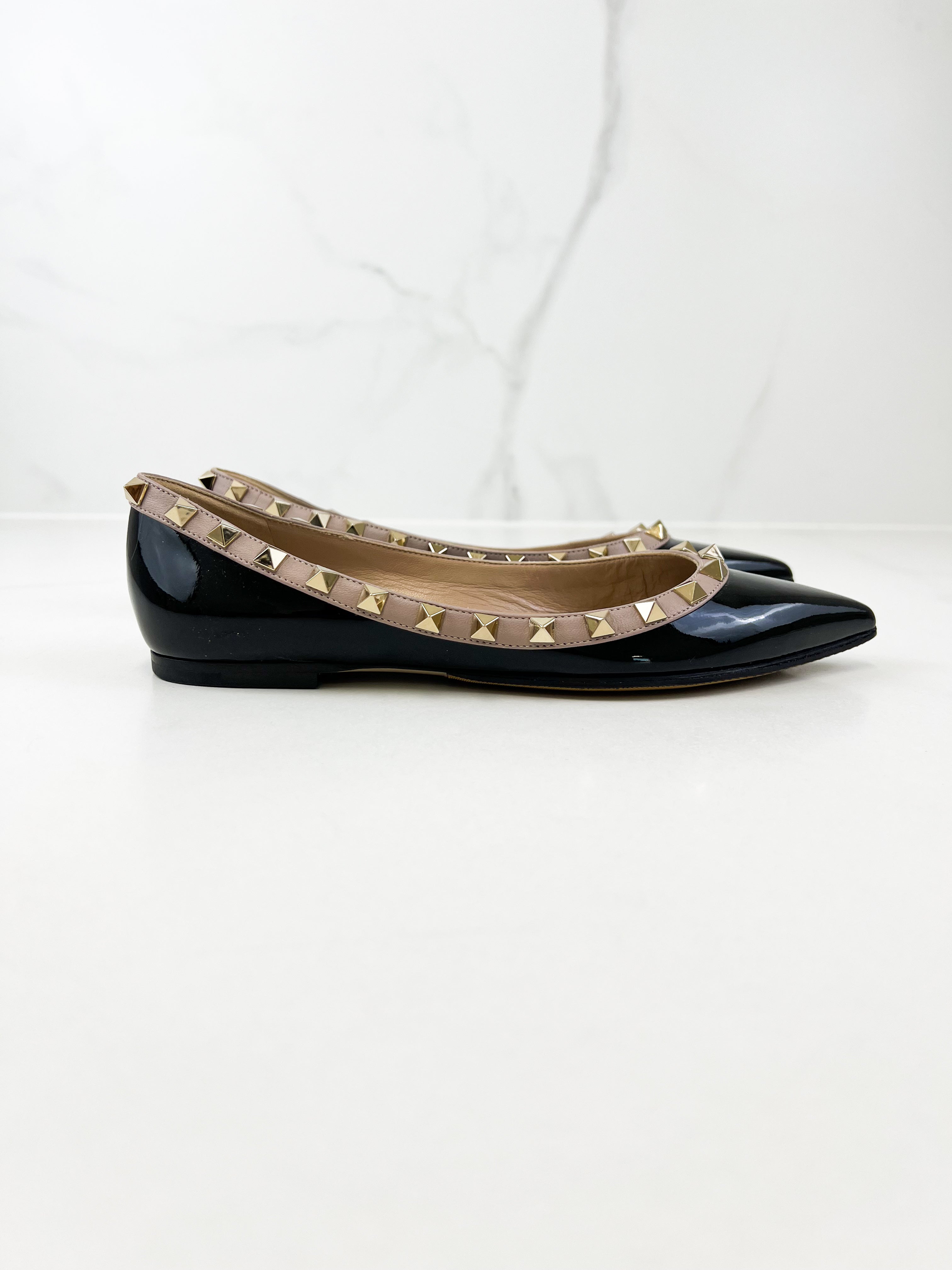 Valentino Garavani Rockstud Black Ballet Flat Size 35