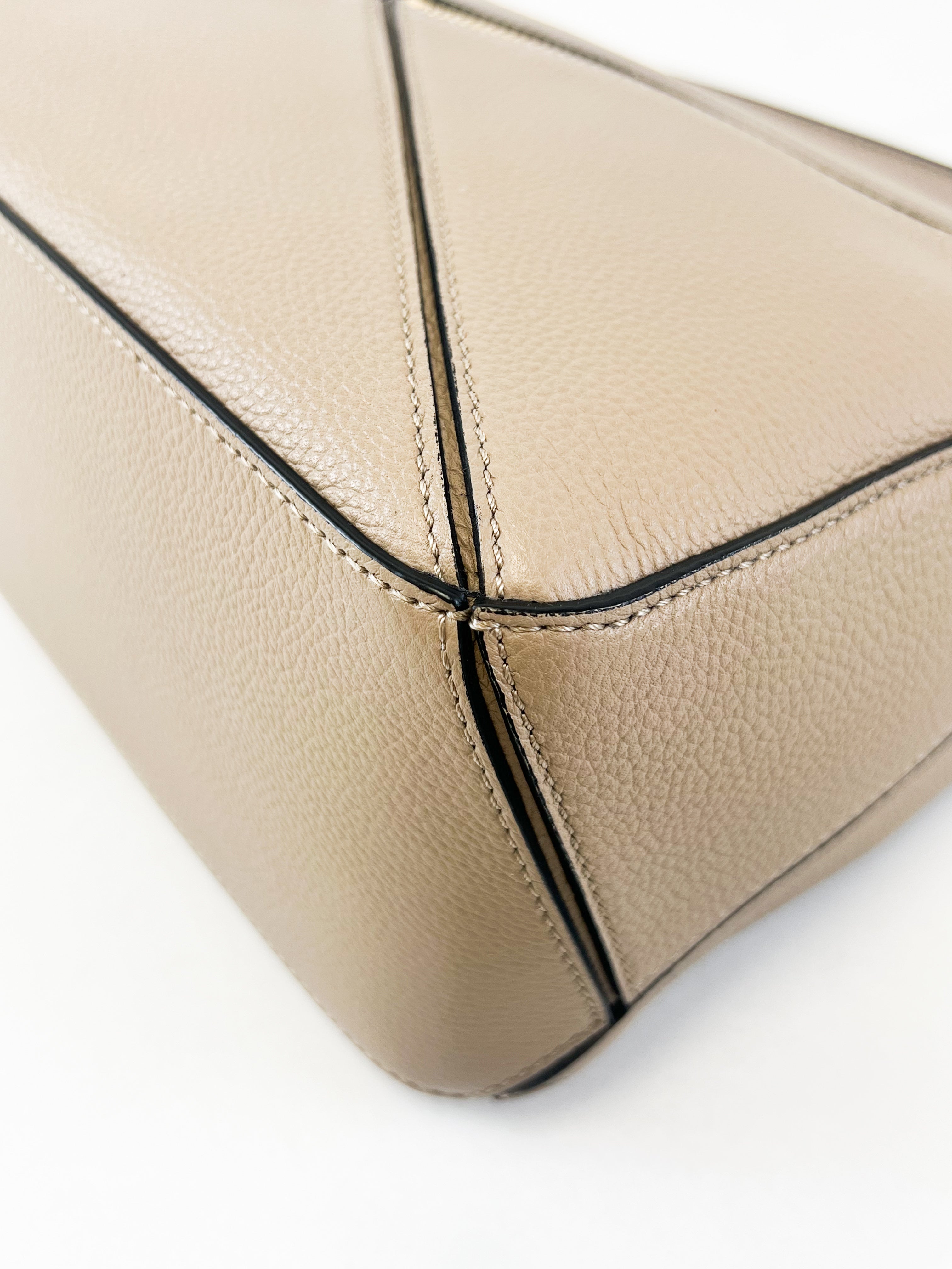 Loewe Puzzle Small Leather Shoulder Bag in Taupe