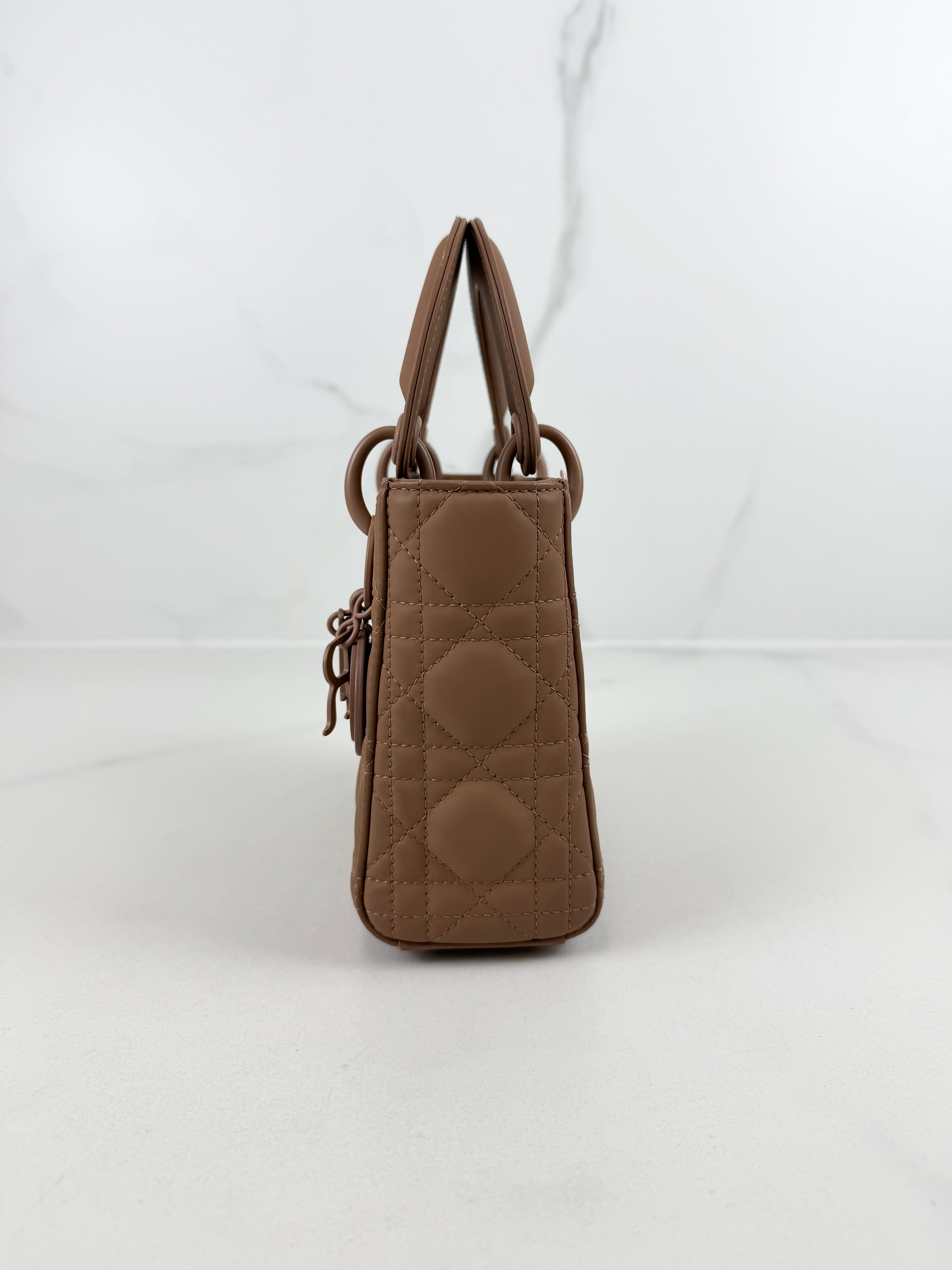 Christian Dior Mini Lady Dior Cannage Leather in Blush Pink Ultramatte