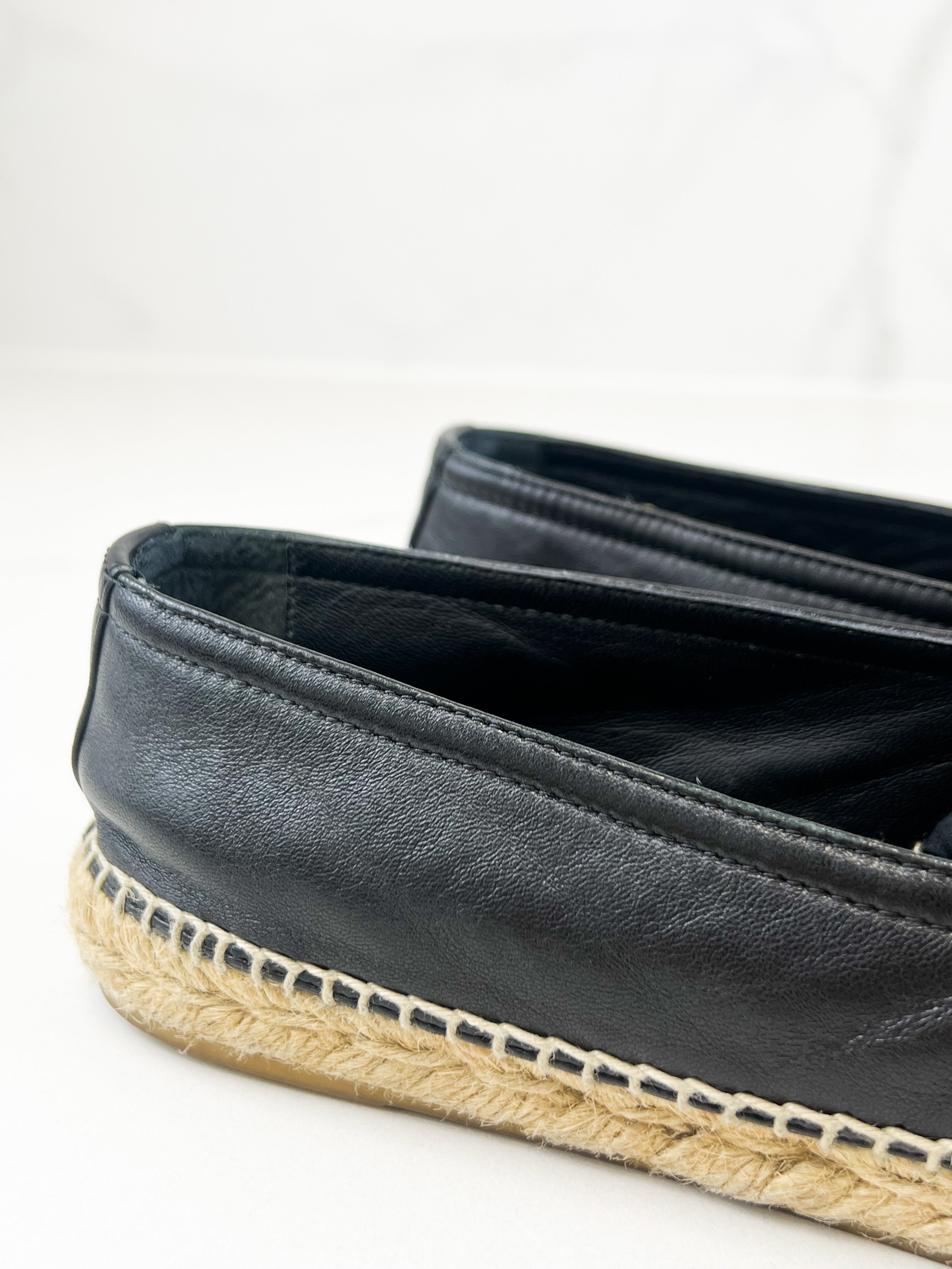 Saint Laurent Black Monogram Espadrilles Size 36