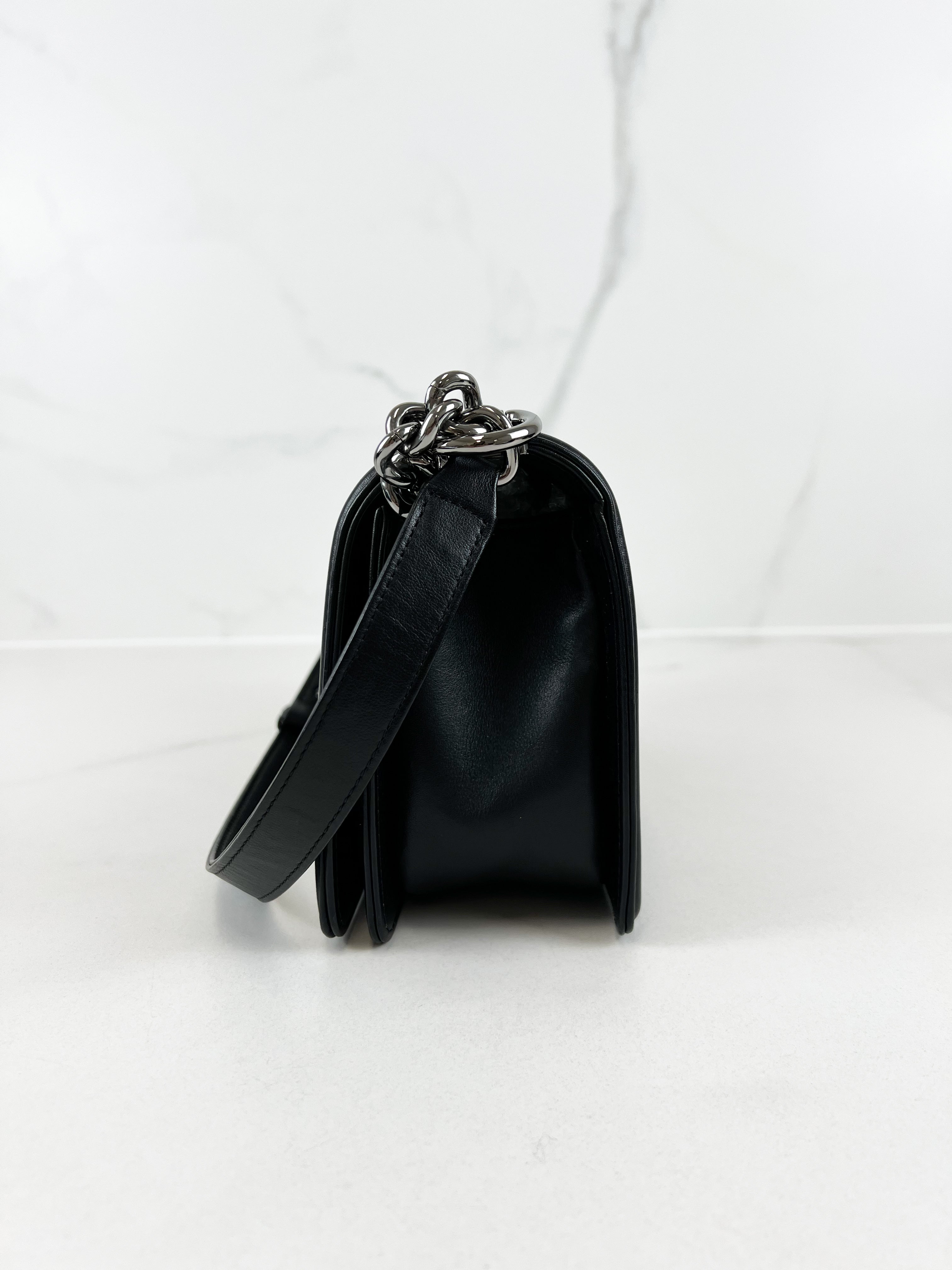 Chanel Old Medium Chevron Boy Bag with SHW