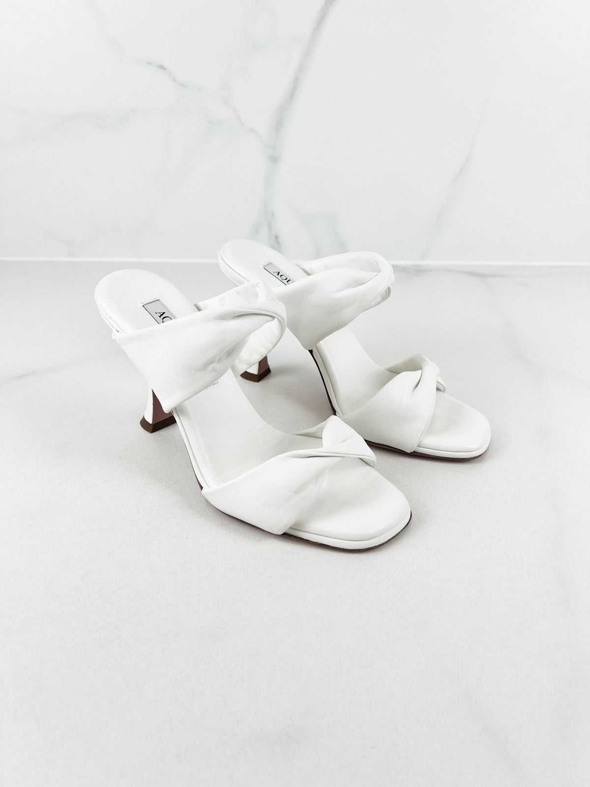 Aquazzura Twist Sandals 95mm in White Leather Size 37