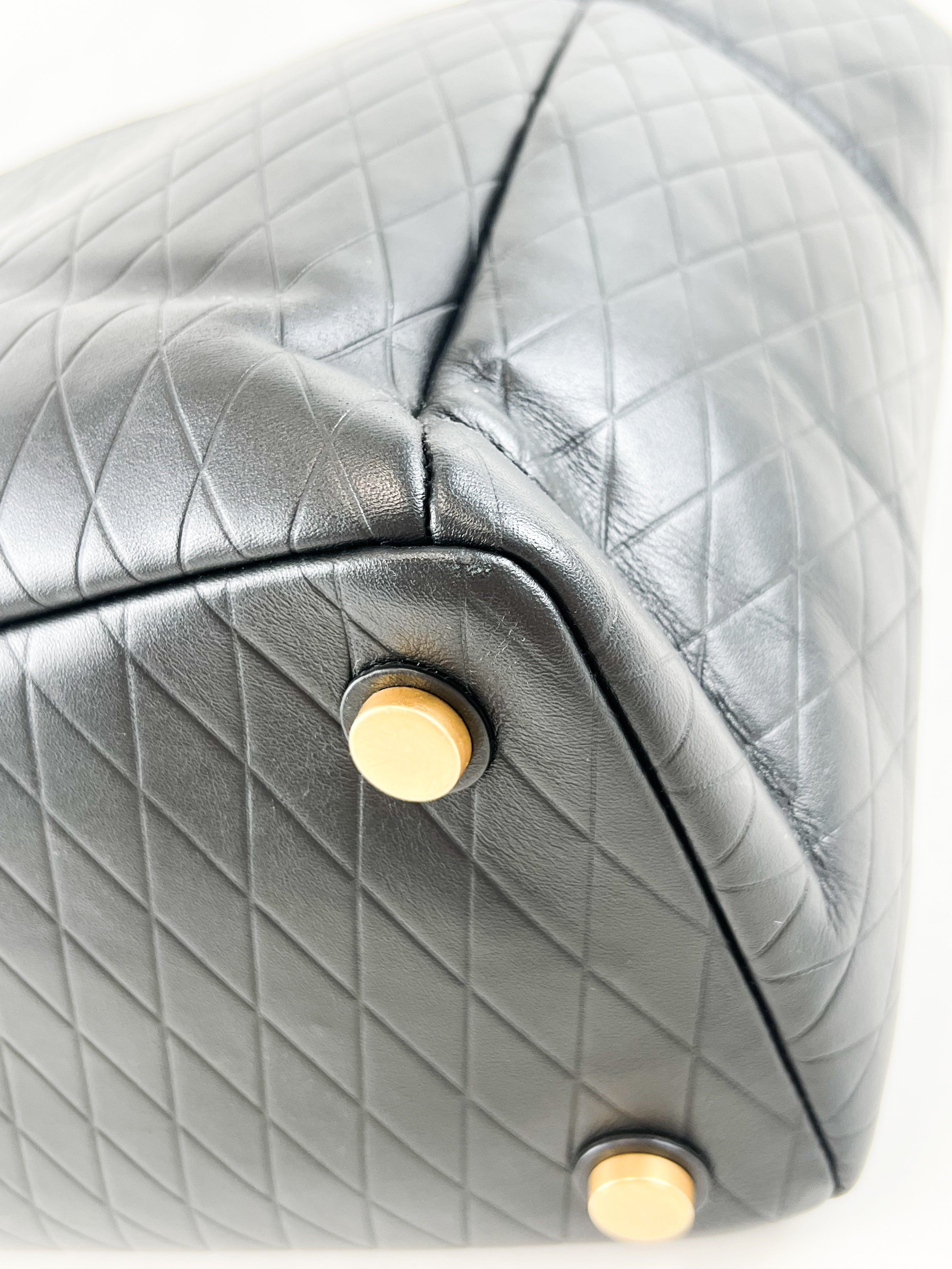 Balmain Soft Leather Tote Bag in Black Calf Leather with Gold-Tone Hardware