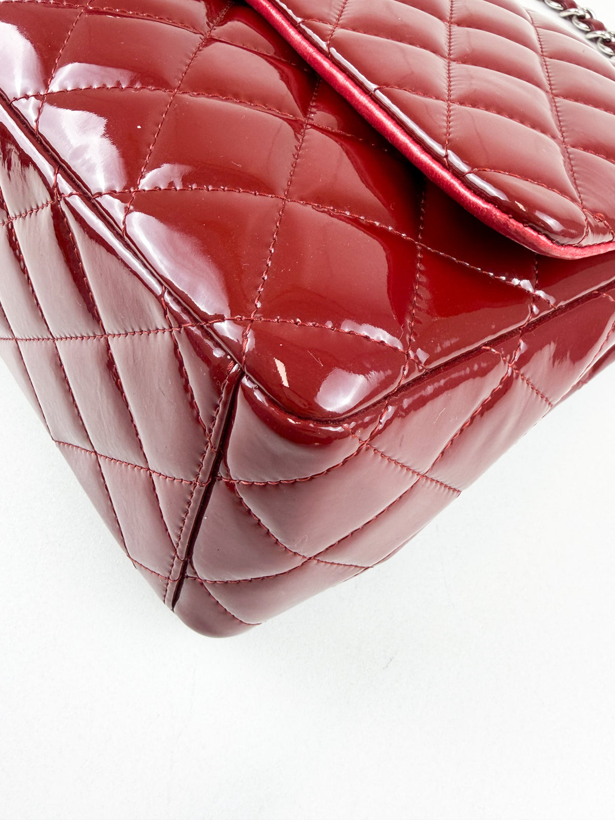 Chanel Red Patent Classic Jumbo Double Flap Bag