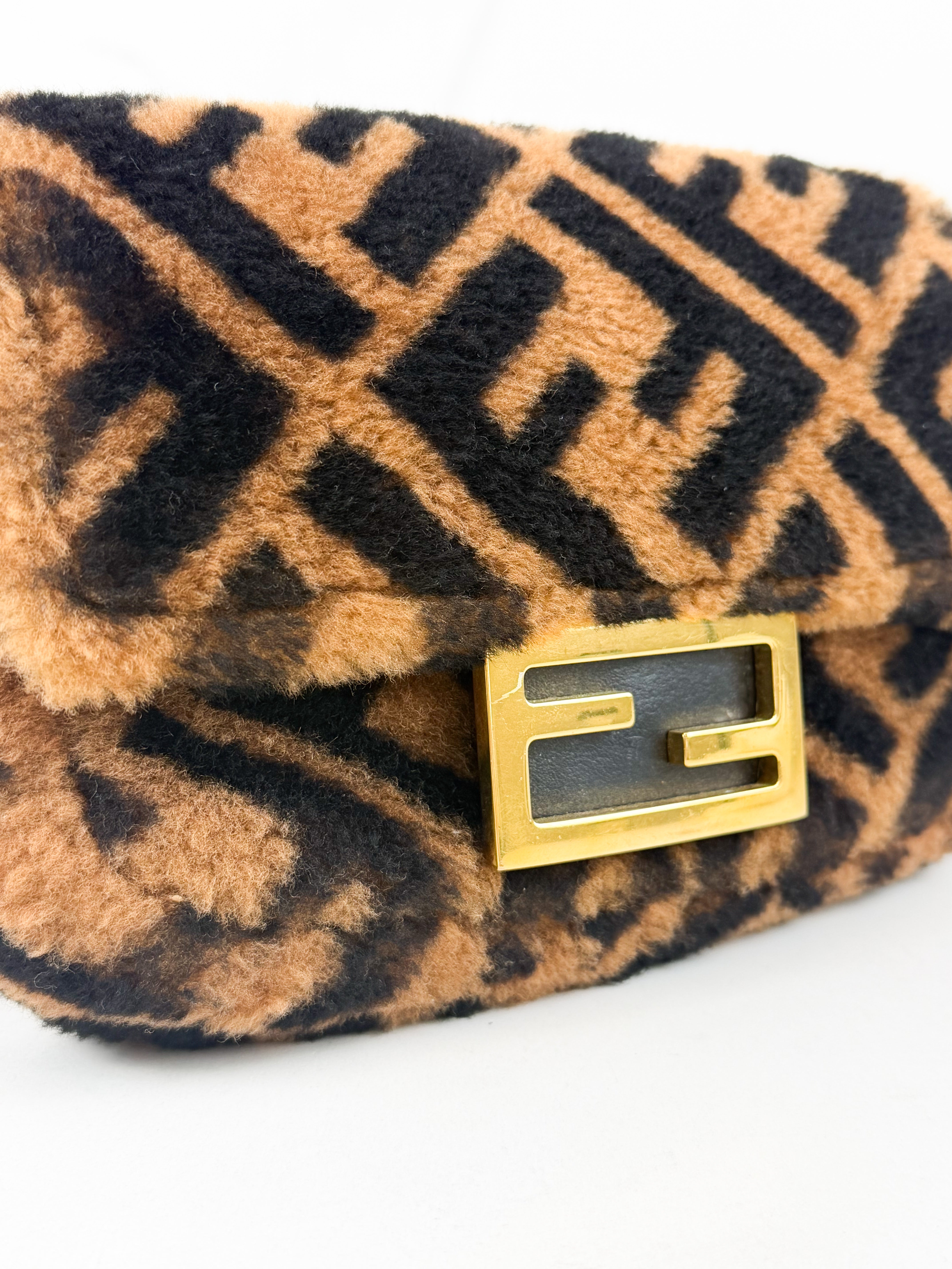 Fendi FF Baguette Shearling Mini Bag
