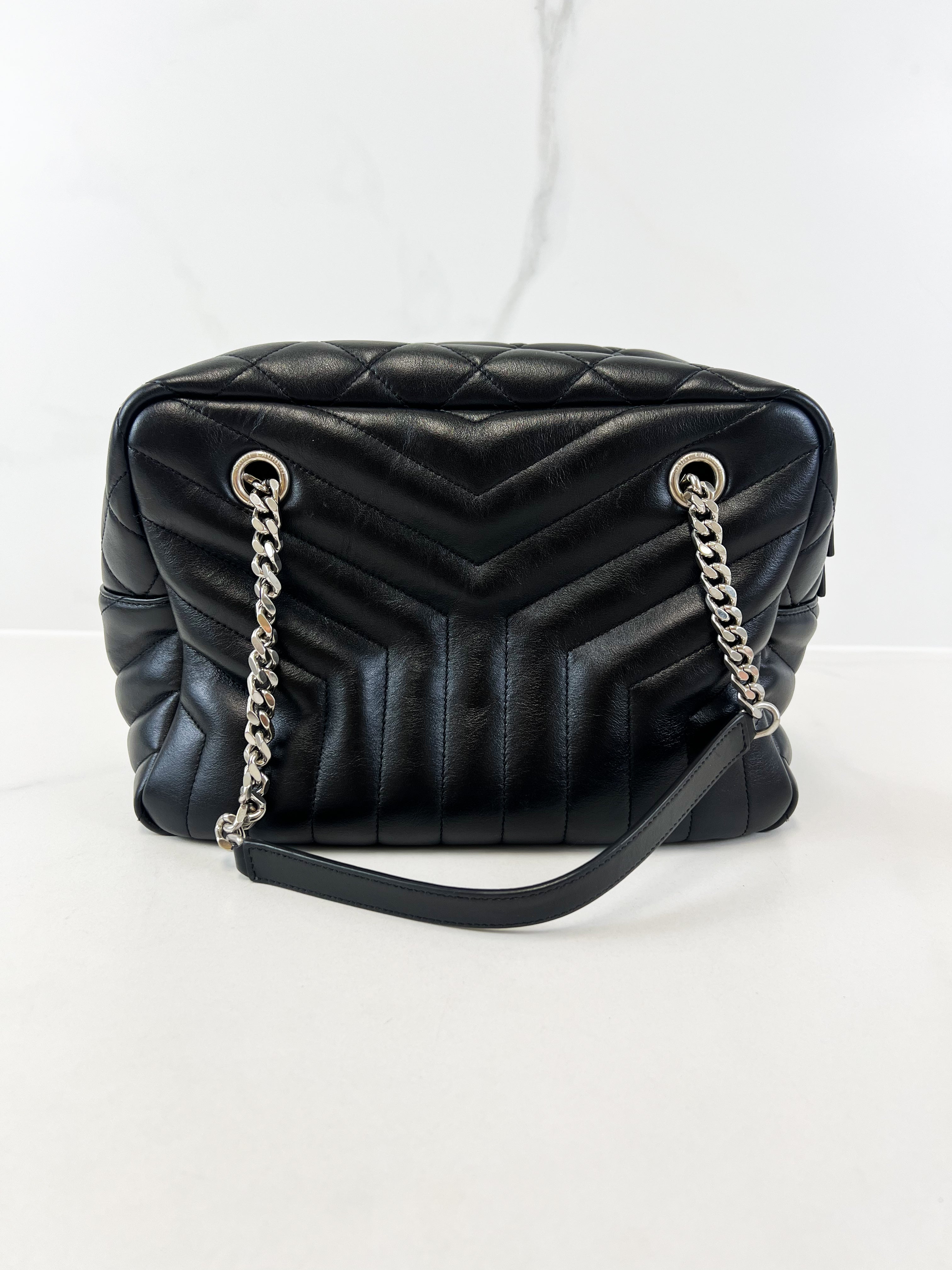 Saint Laurent Black Quilted Lambskin Bowling Bag