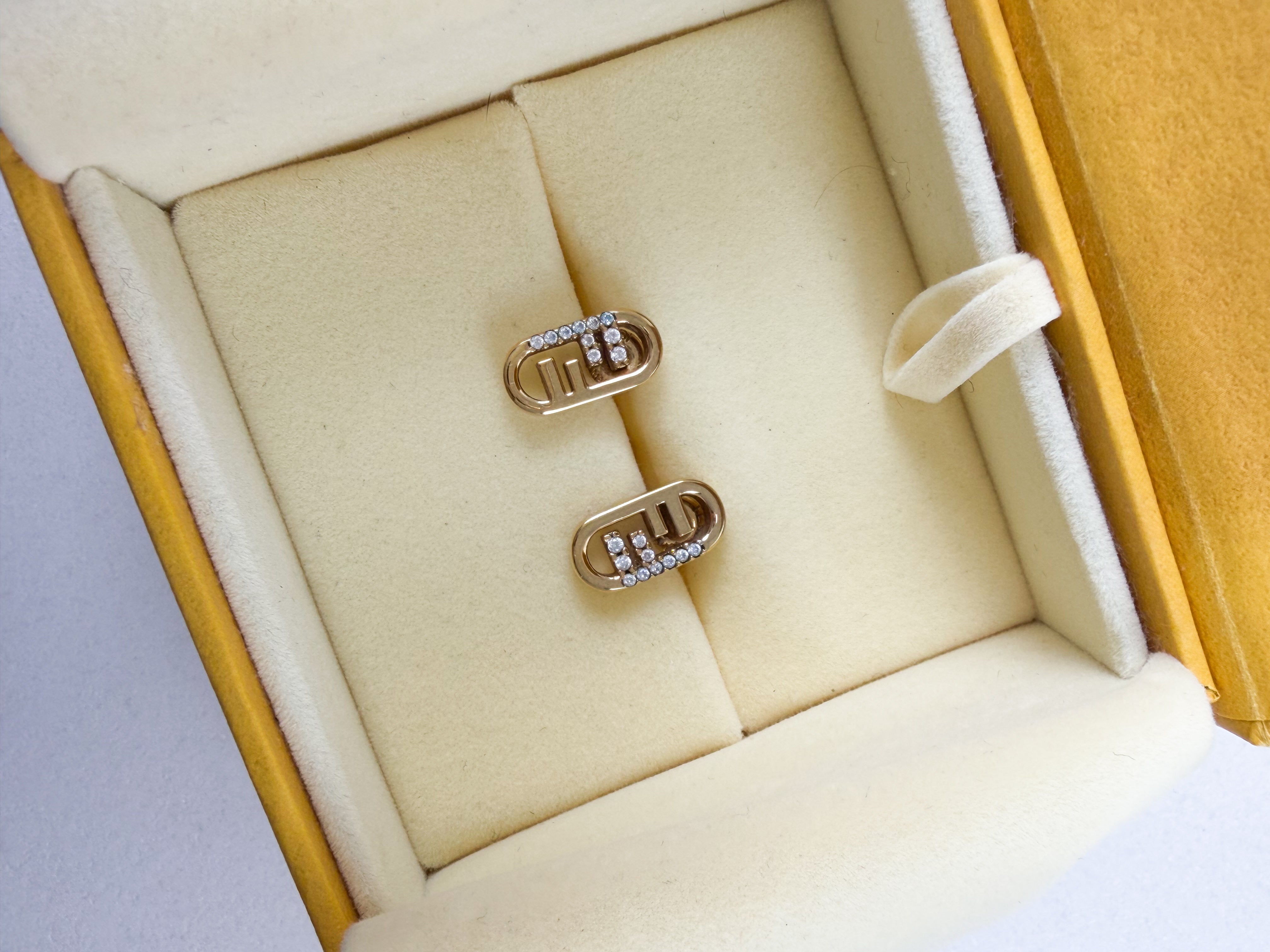Fendi F Logo Earring in Gold