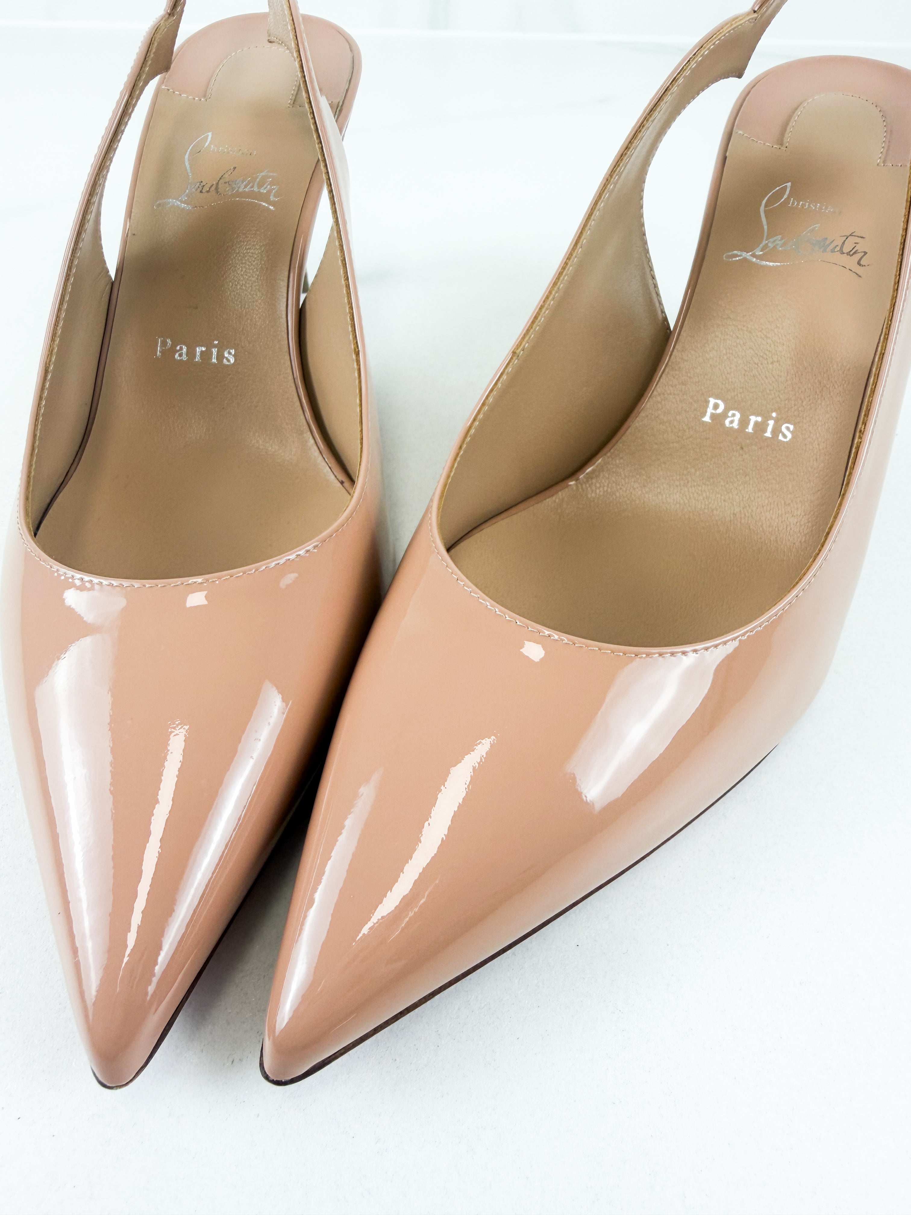 Christian Louboutin Beige Hot Chick Sling Back 70mm Size 40