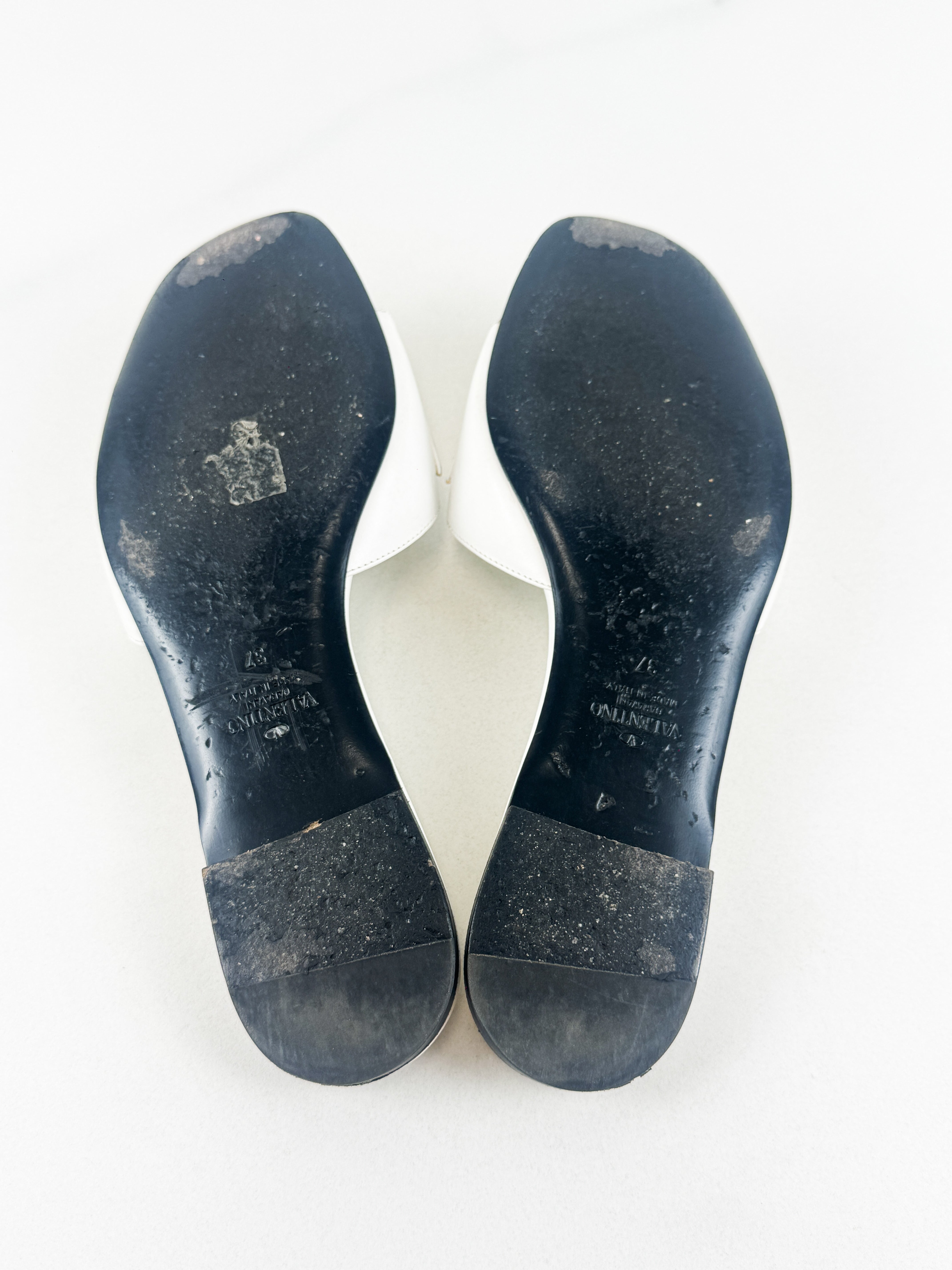 Valentino Garavani VLogo Chainslide Slide in White Leather Size 37