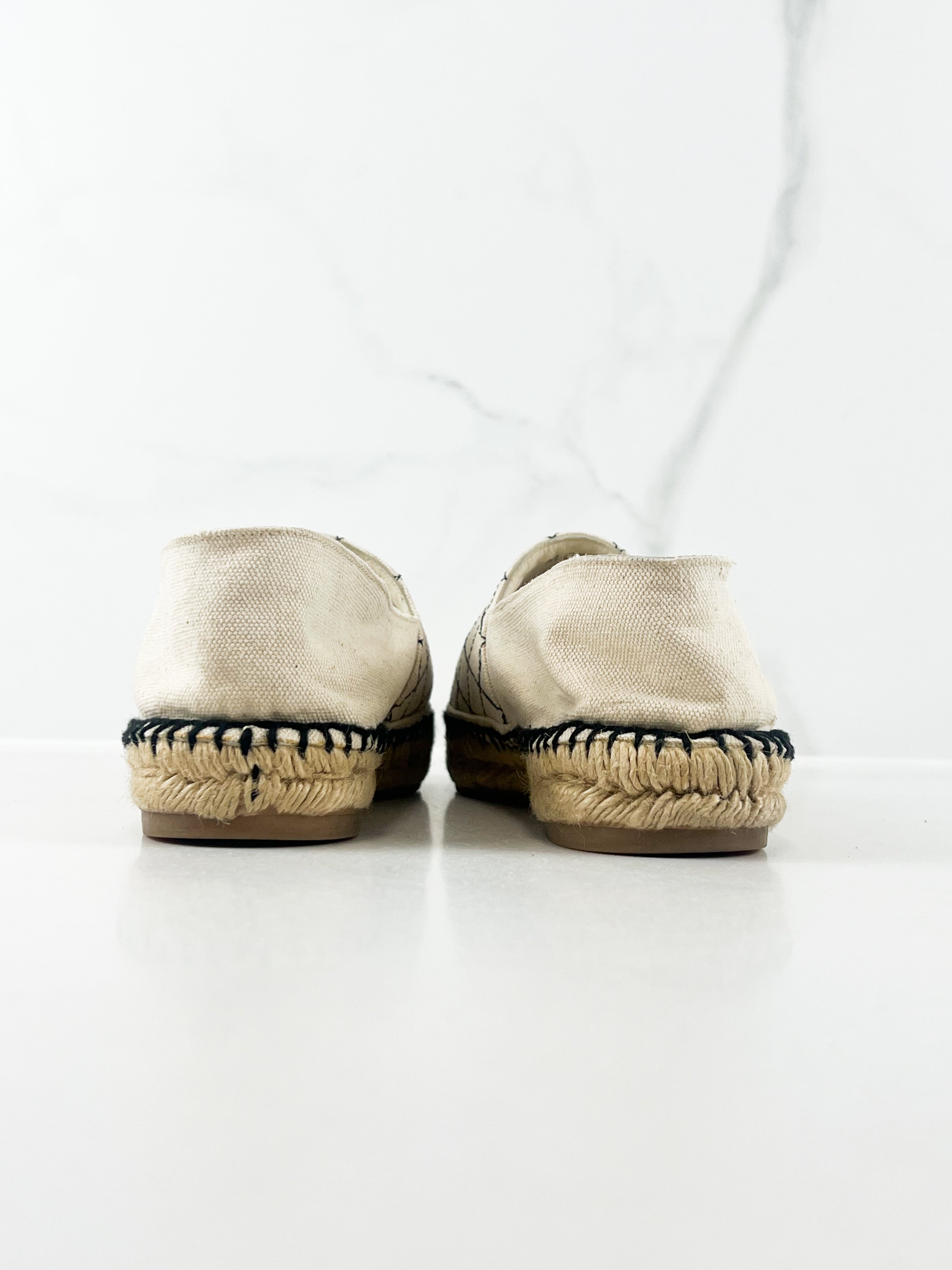 Chanel White CC Canvas Espadrille Size 42