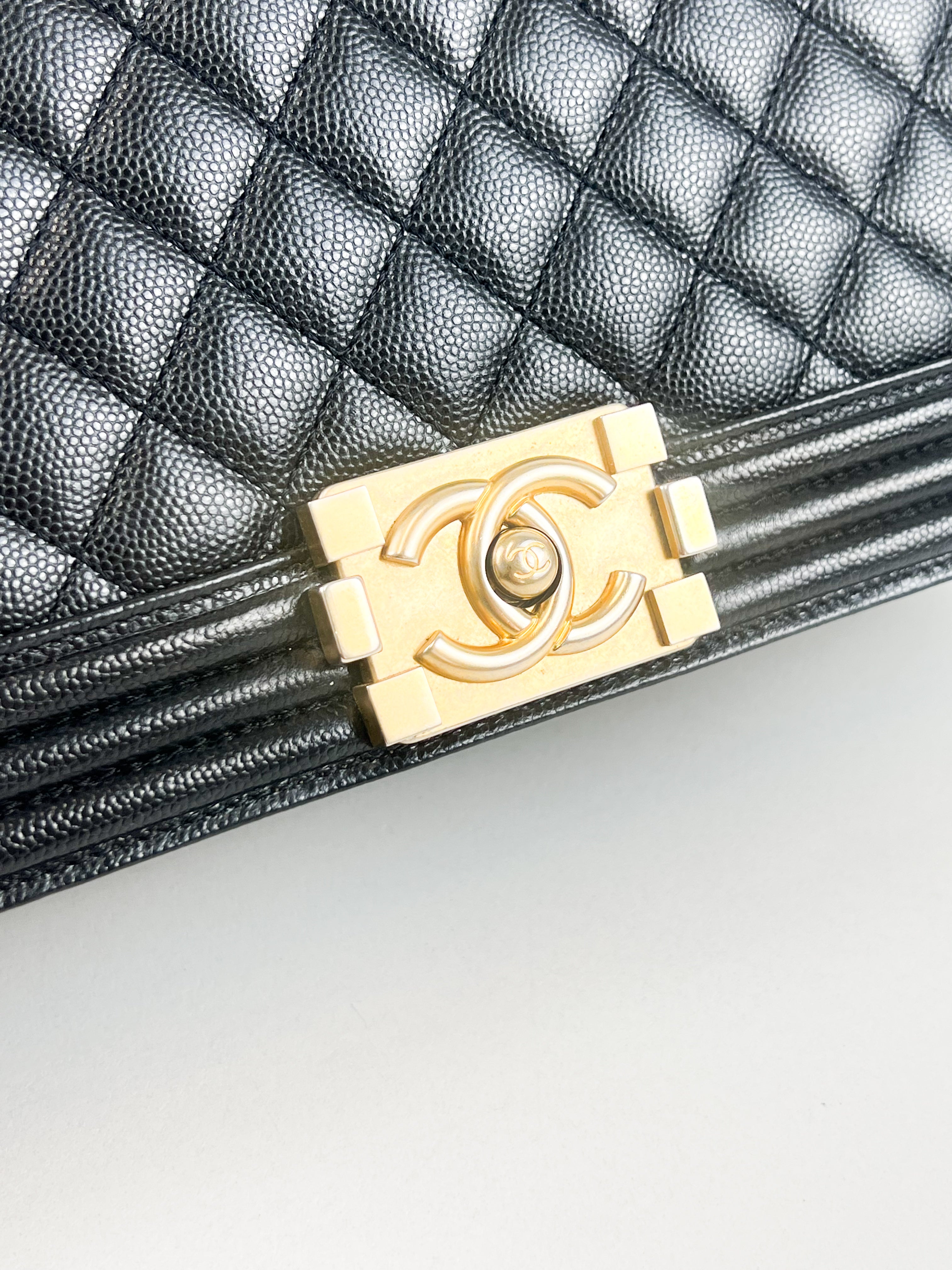 Chanel Black New Medium Caviar Boy Bag with GHW