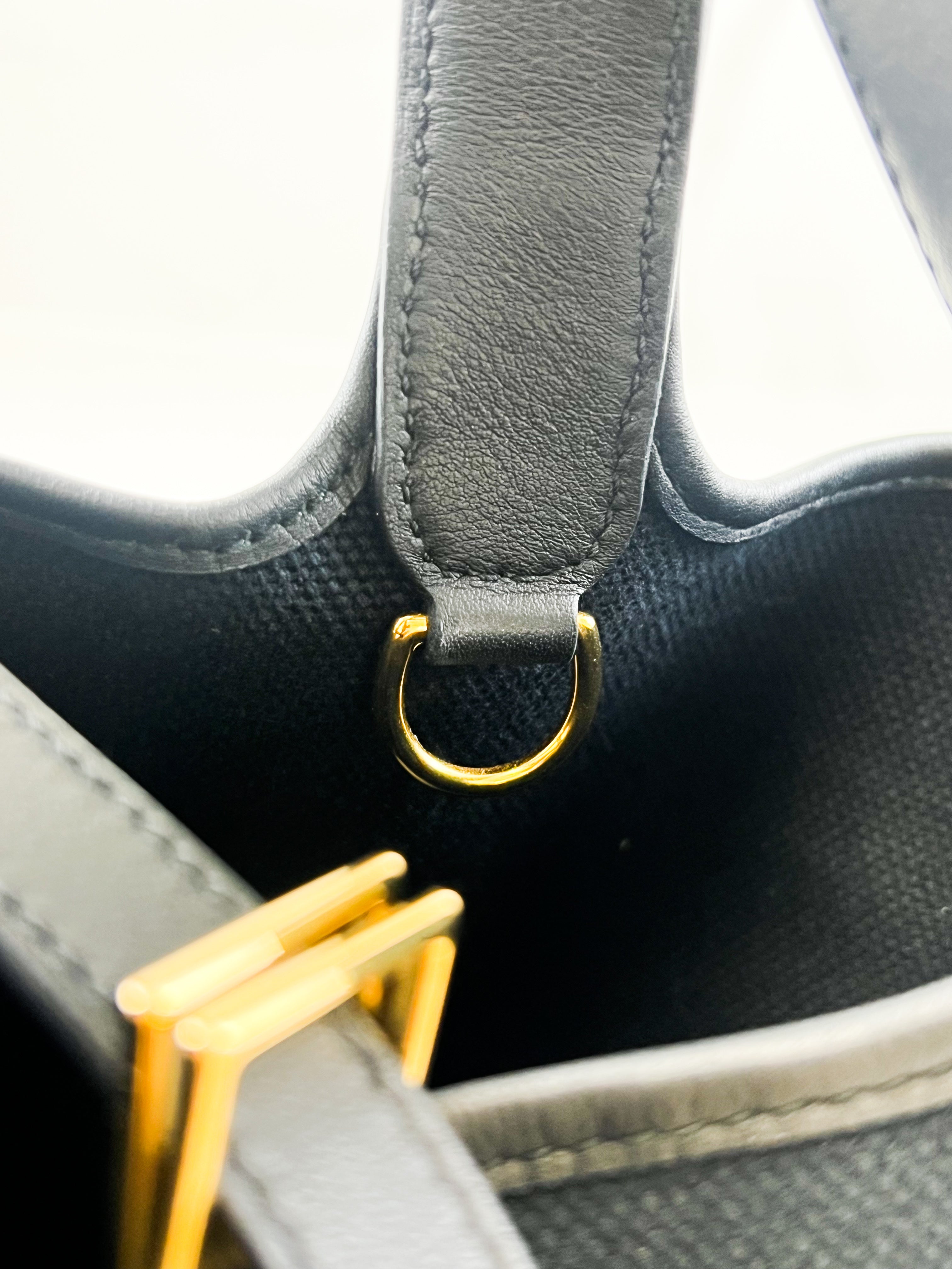 Hermes Picotin Lock 18 Pockets Bag in Black Canvas and Swift Leather