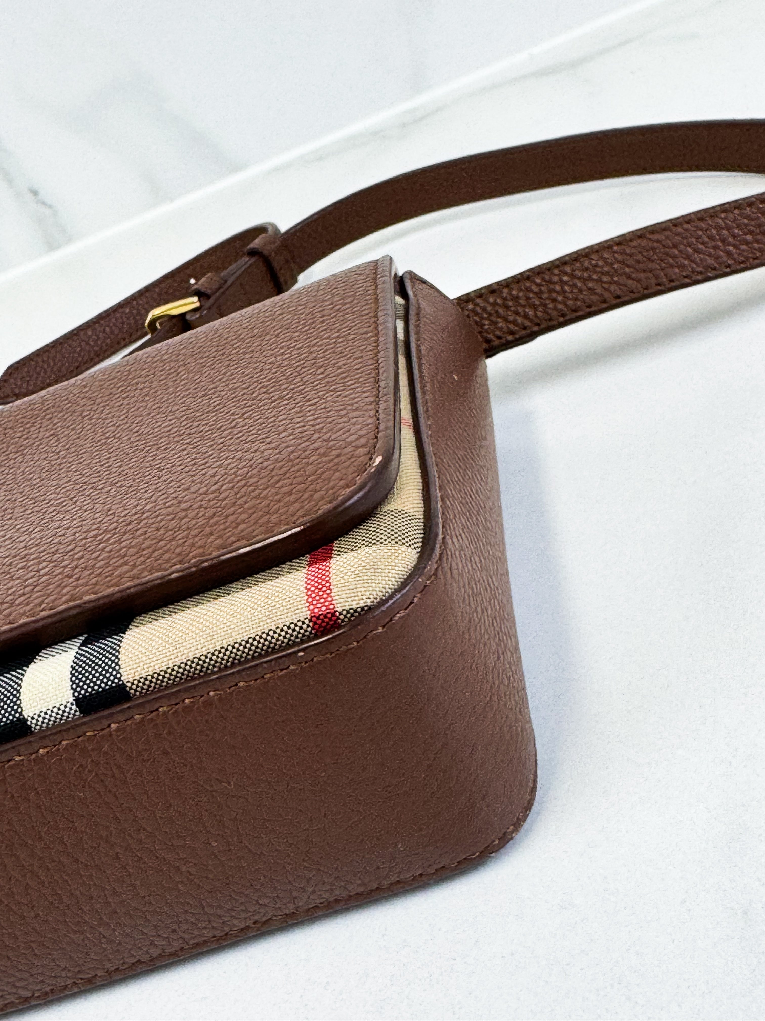 Burberry Leather and Vintage Check Note Crossbody Bag