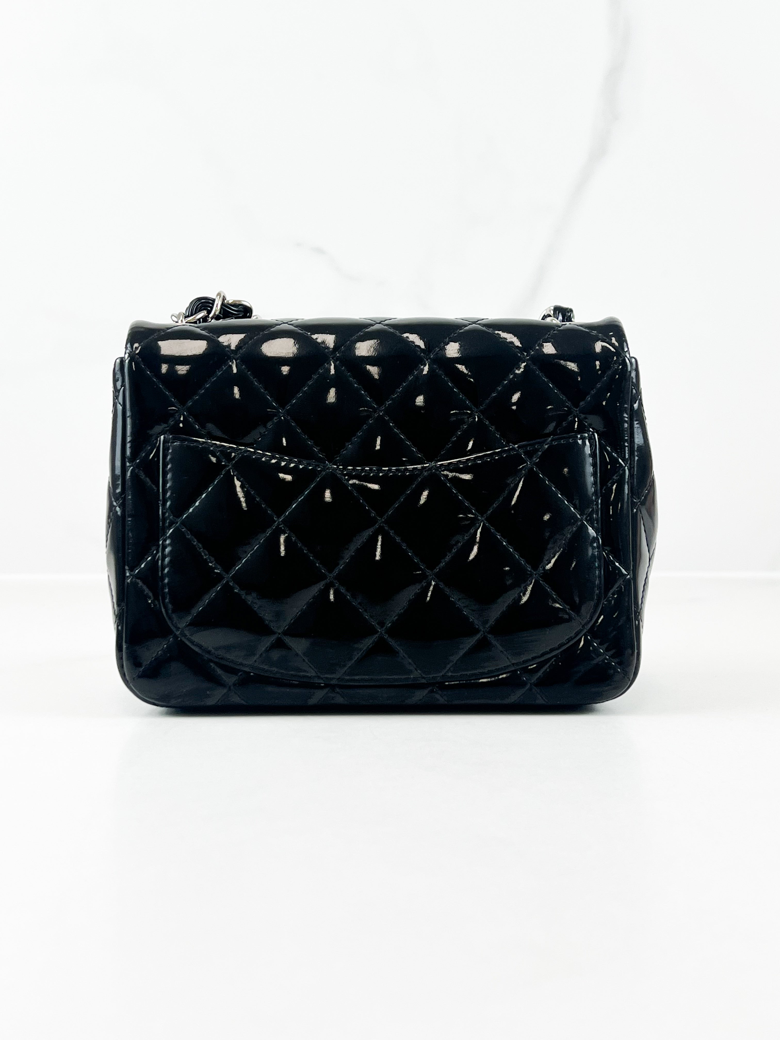 Chanel Patent Mini Square in Black with SHW