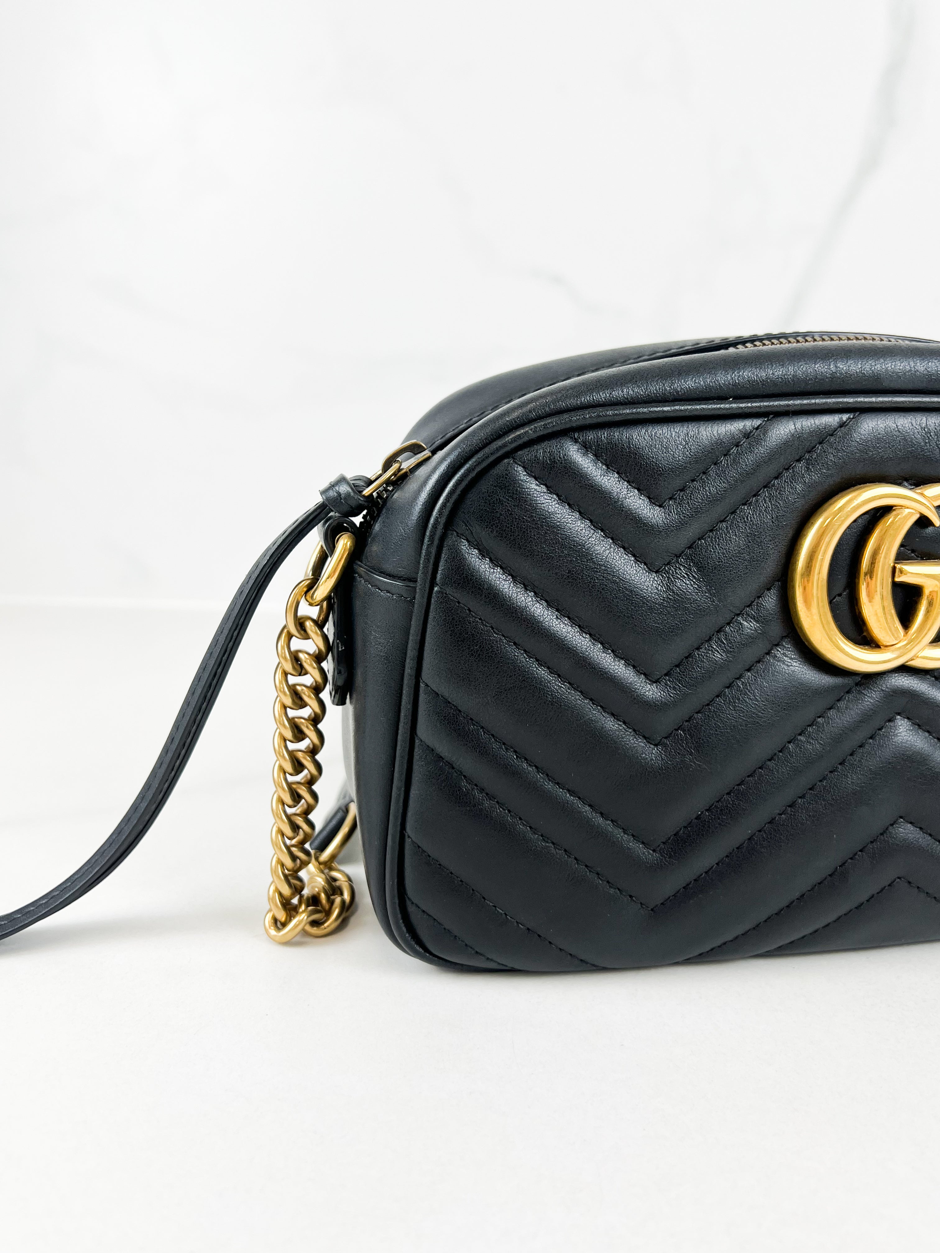 Gucci Black GG Small Marmont Shoulder Bag