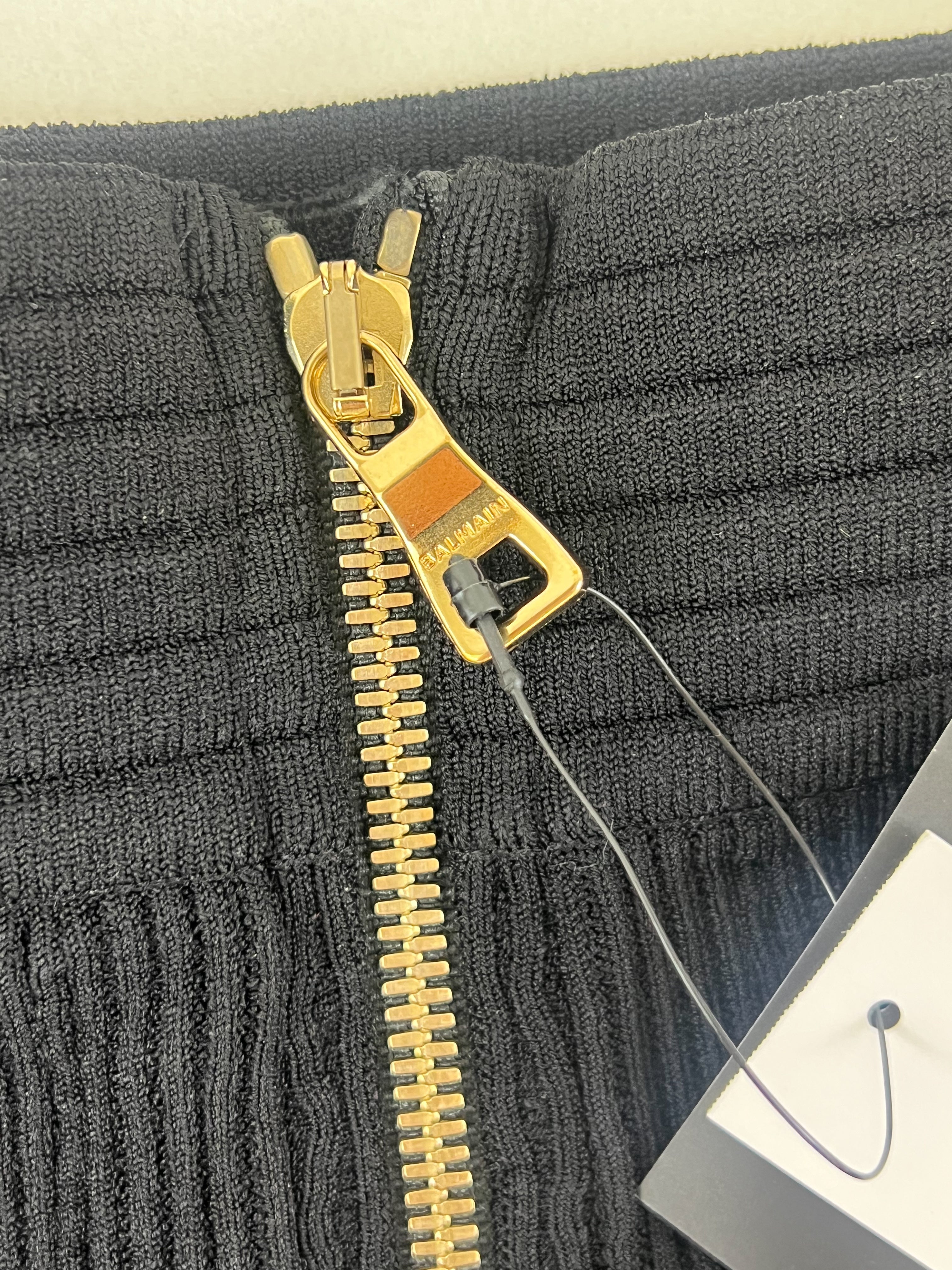 Balmain Fringed Ribbed-Knit Mini Skirt Size 38