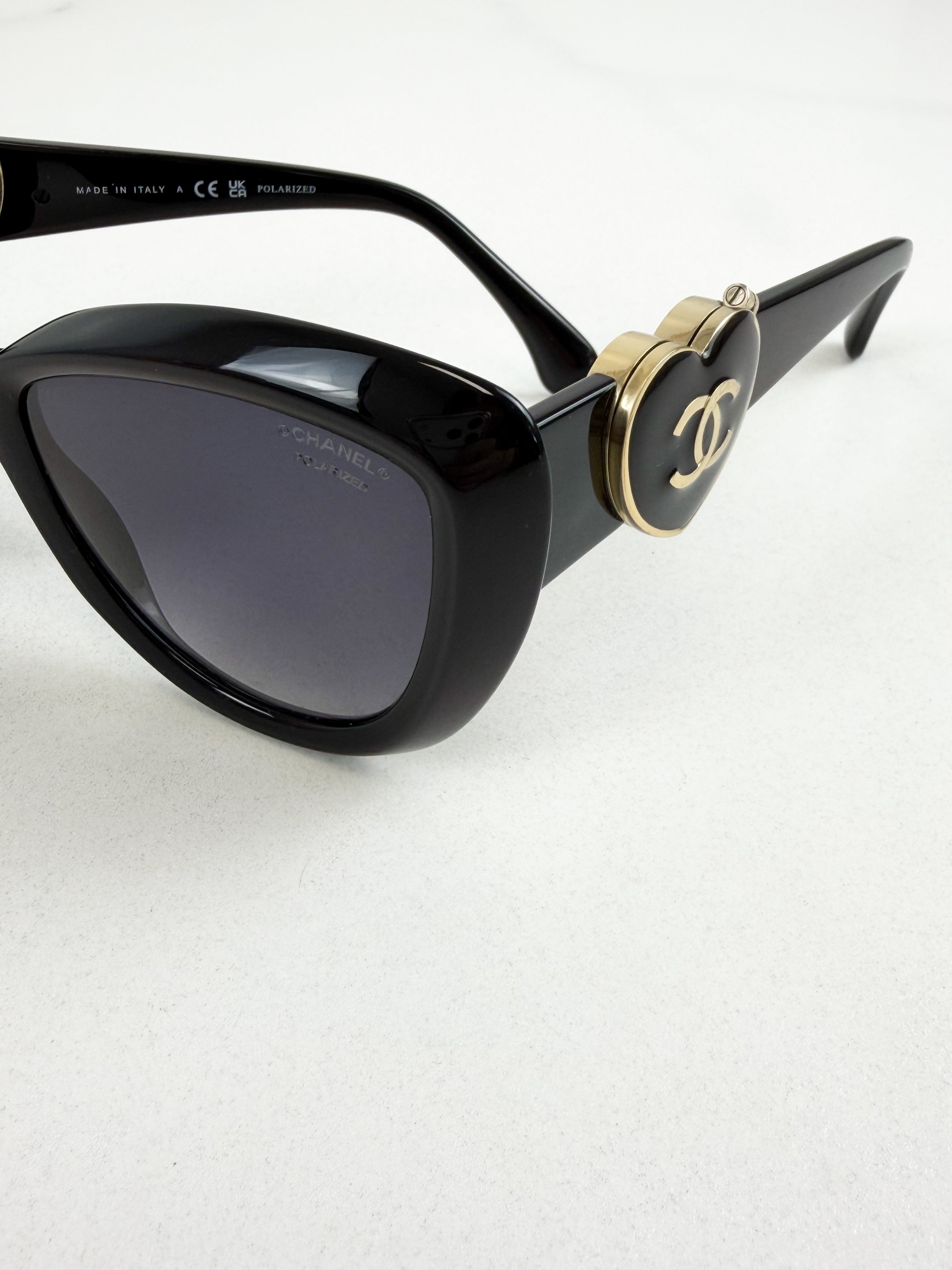Chanel Heart Logo Black Sunglasses