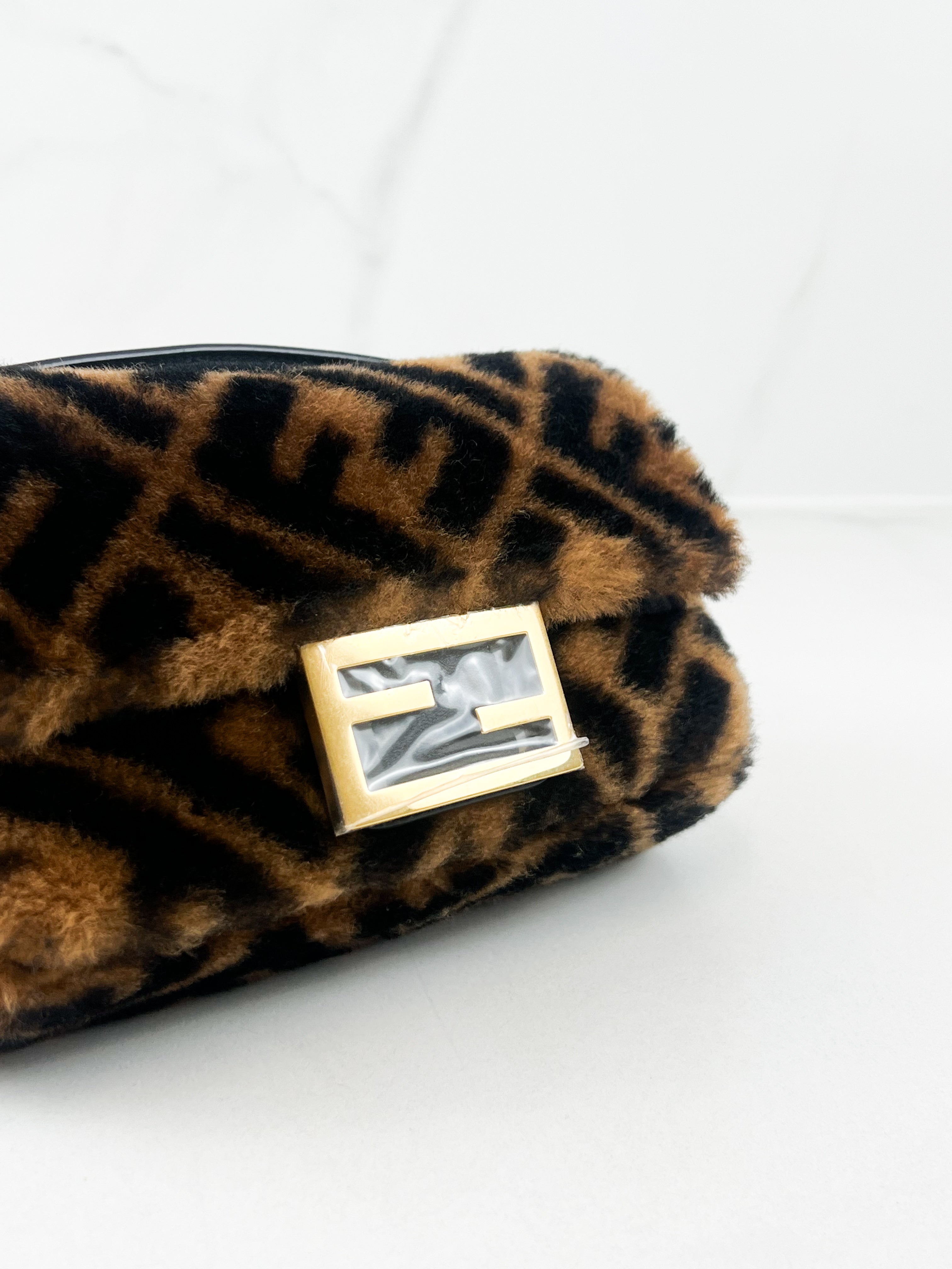Fendi FF Baguette Shearling Mini Bag