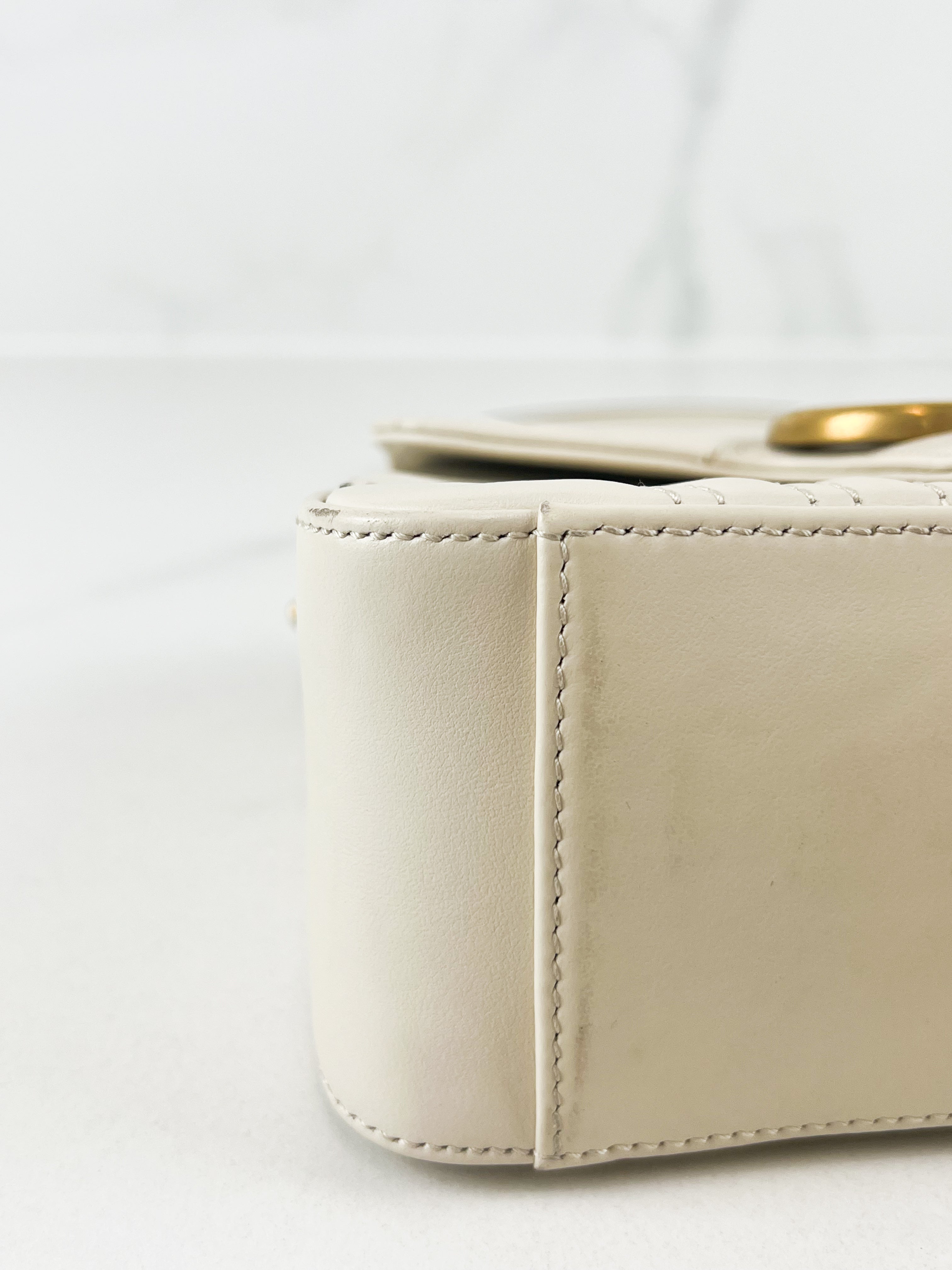 Gucci GG Marmont Matelasse Top Handle Bag in White