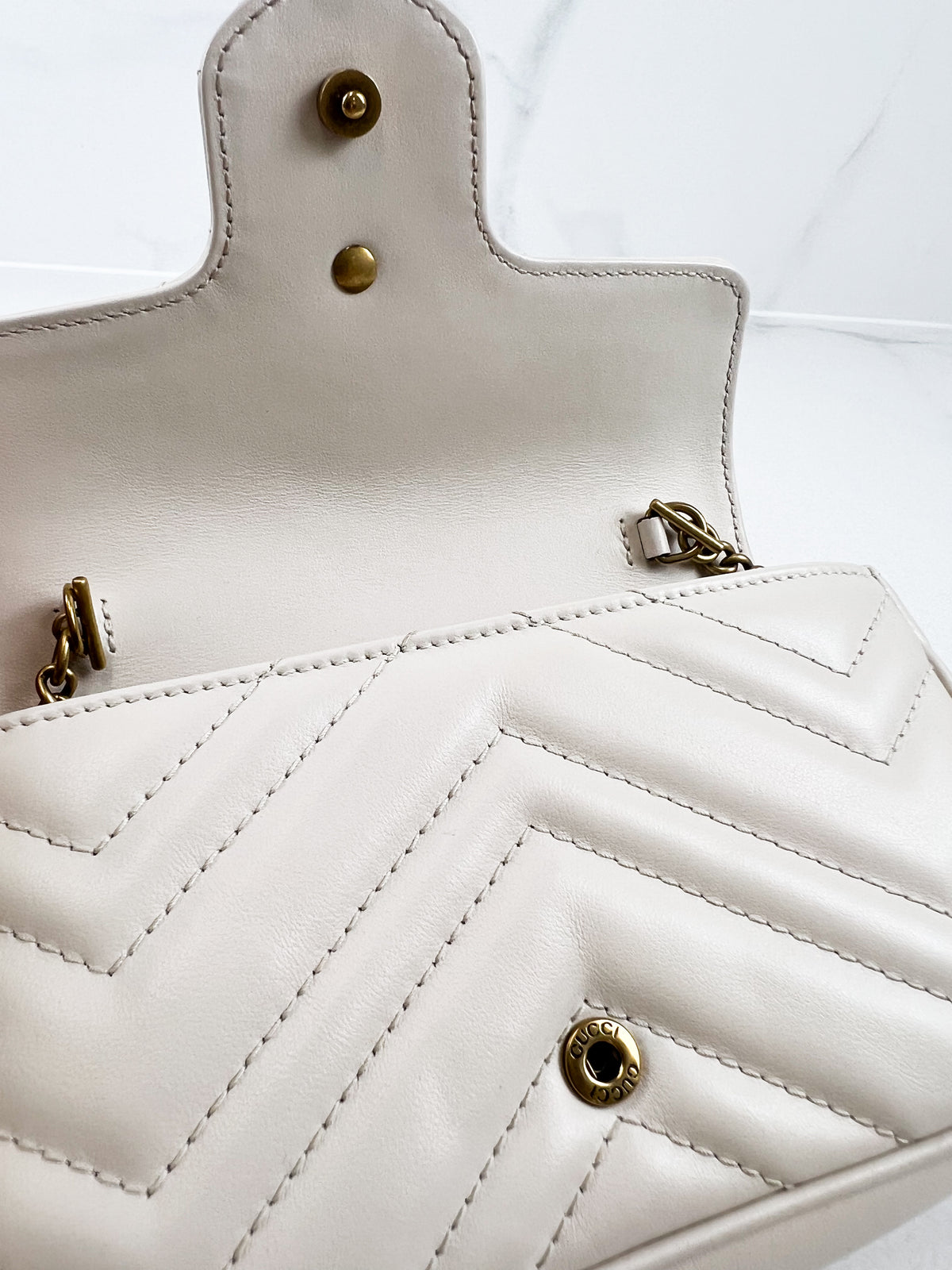 Gucci White GG Marmont Matelasse Super Mini Bag