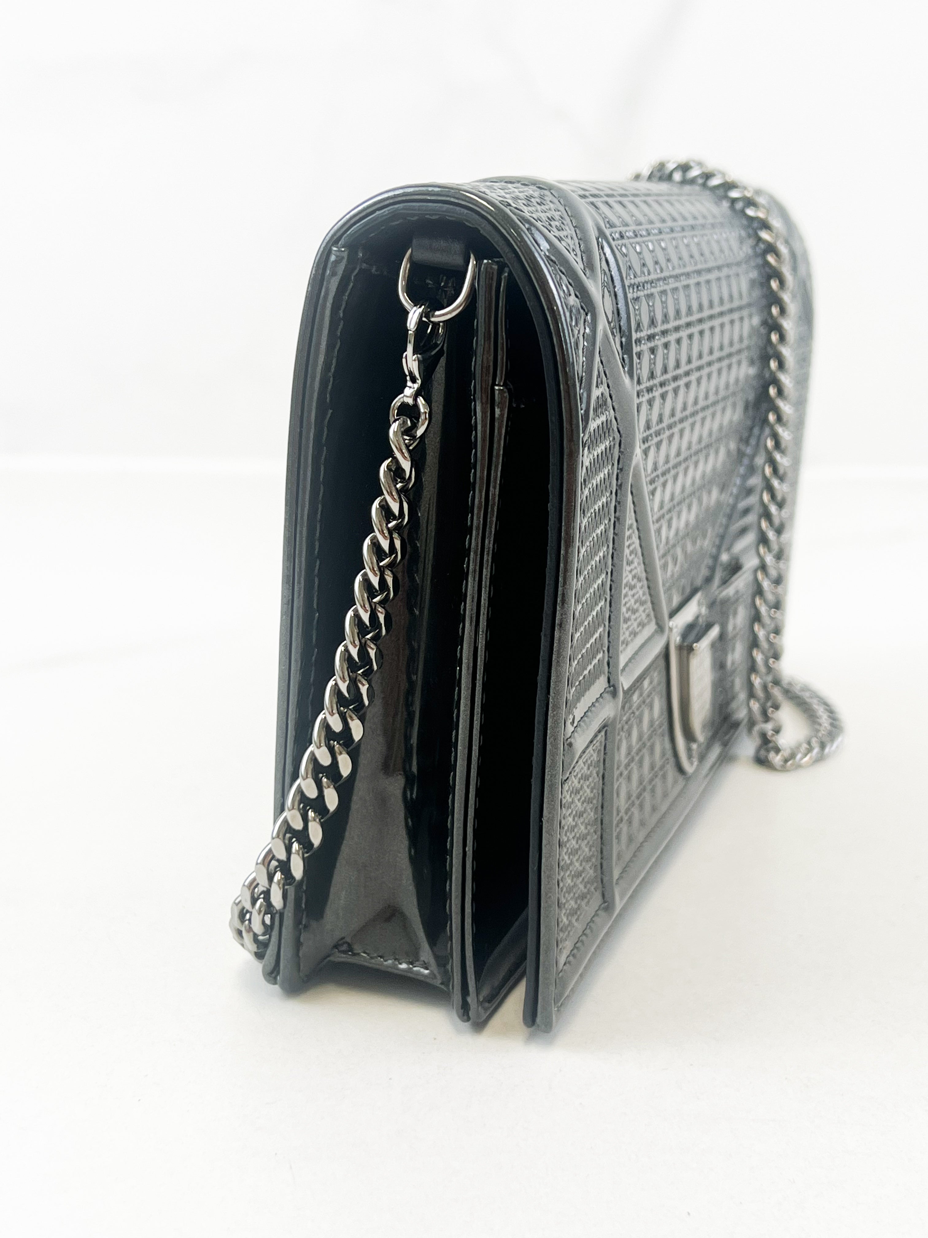 Christian Dior Patent Grey Diorama WOC