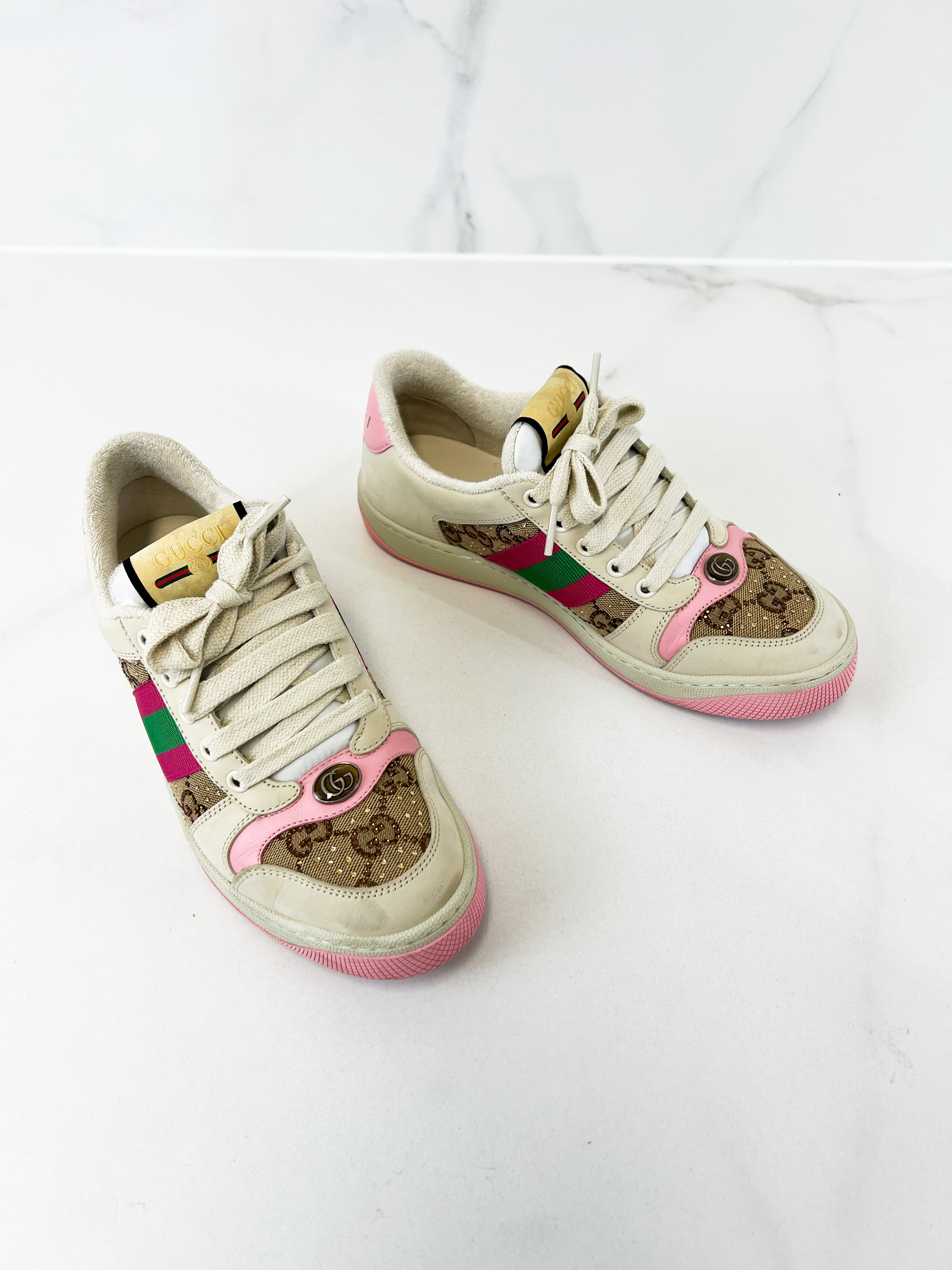 Gucci Screener Sneaker with Crystals Size 37