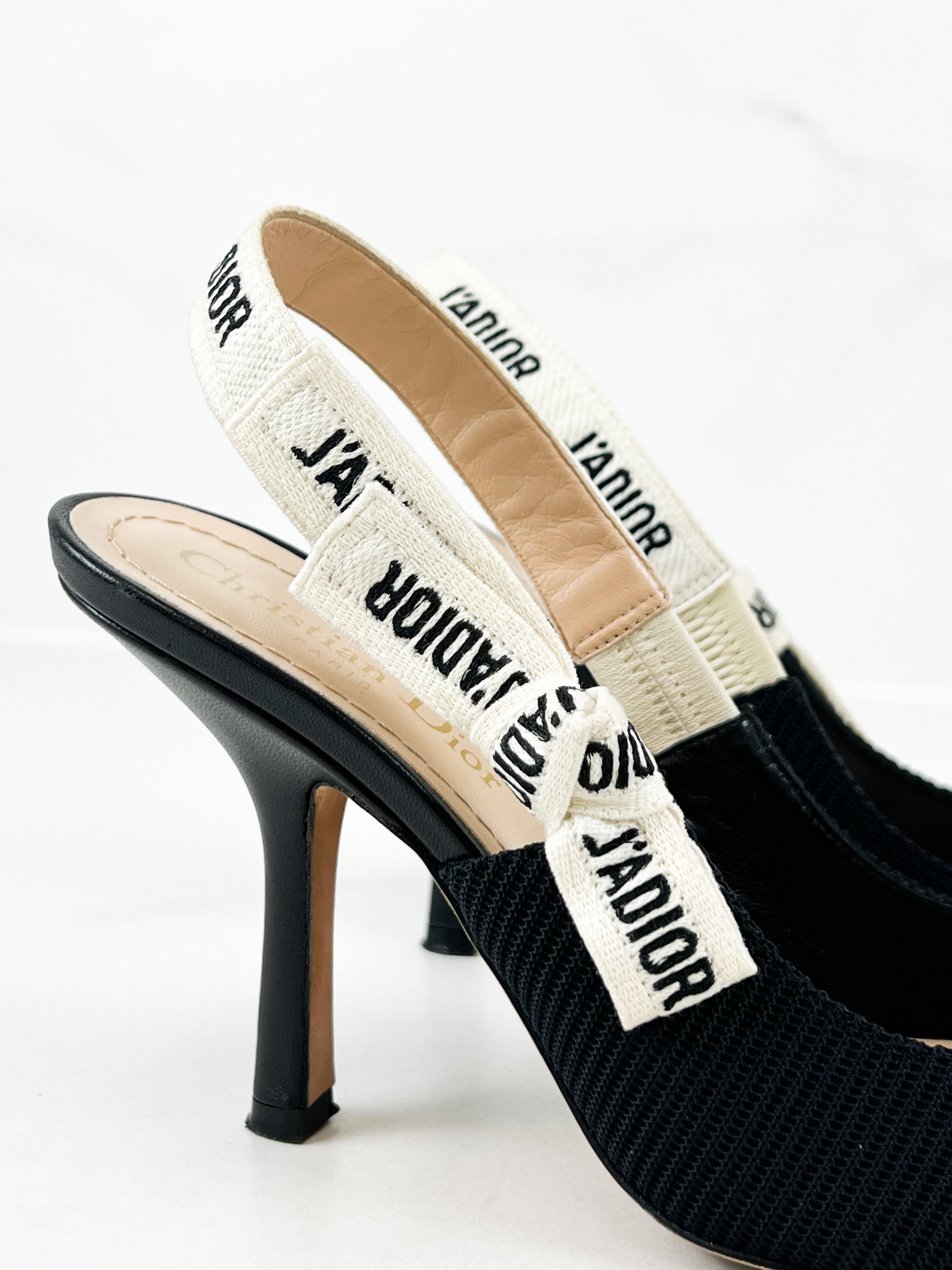 Christian Dior Black Jadior Slingback Heel Size 36.5 D