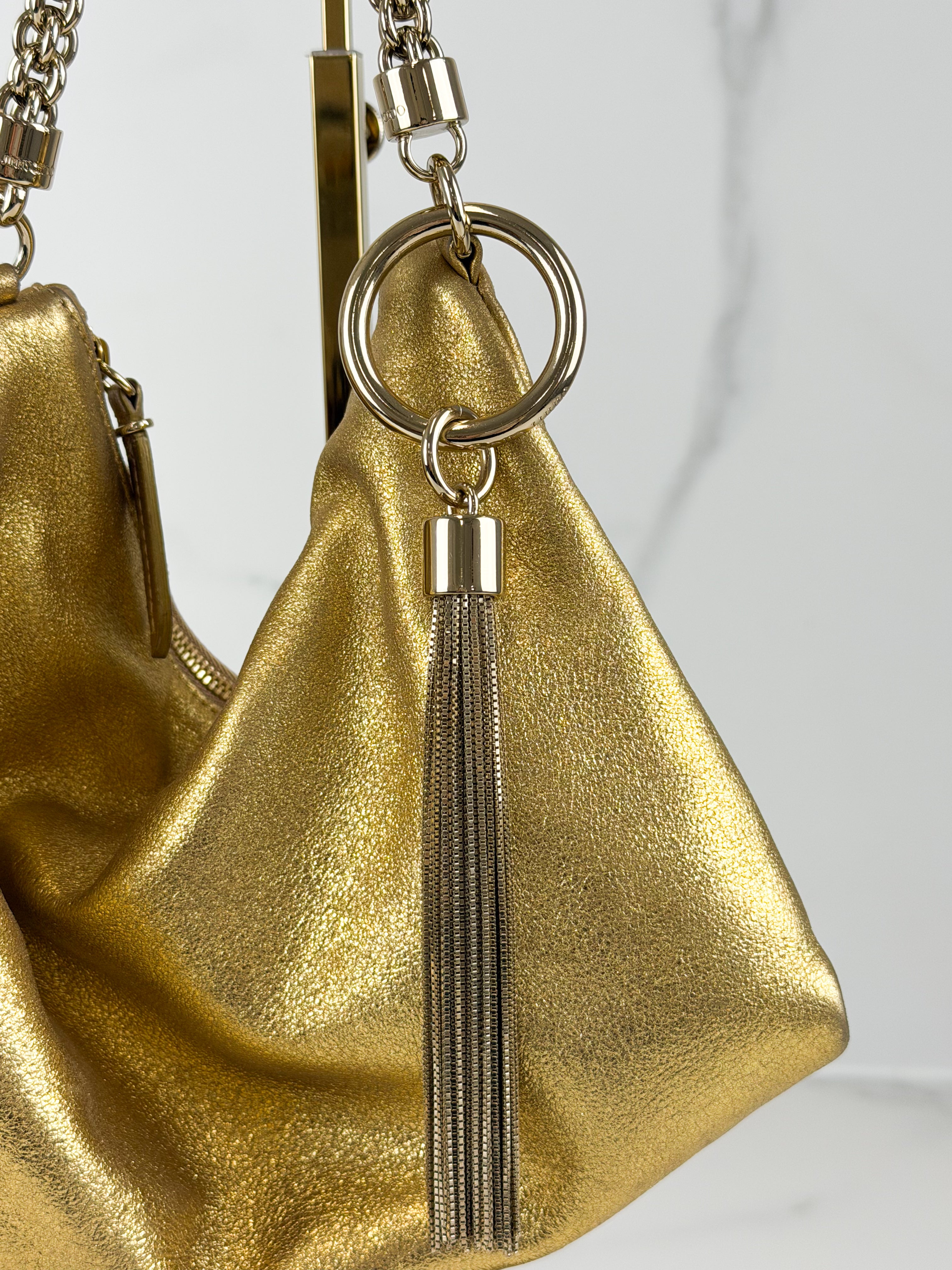 Jimmy Choo Callie Metallic Leather Bag Gold