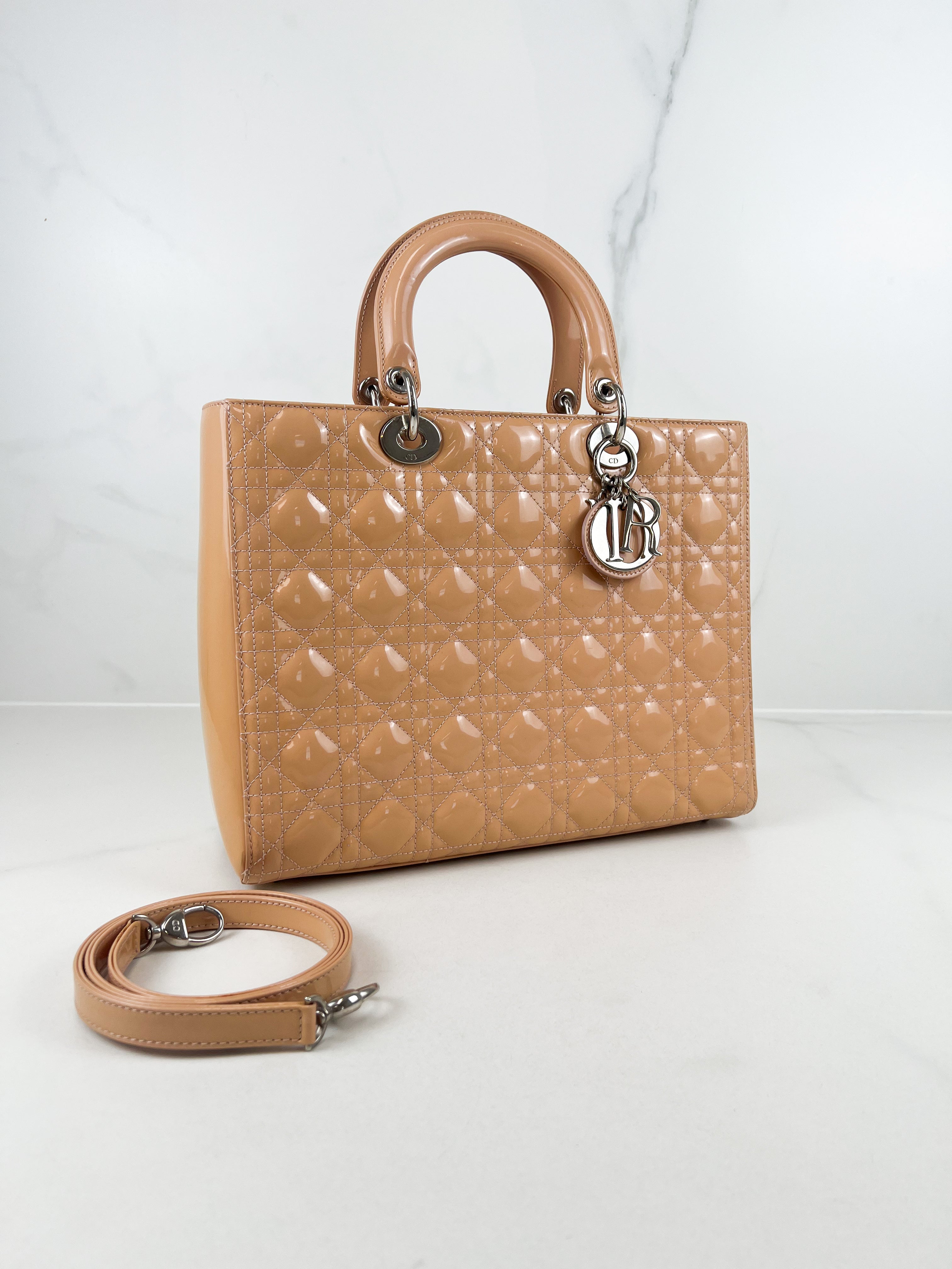 Christian Dior Peach Vintage Lady Dior with Gold Hardware